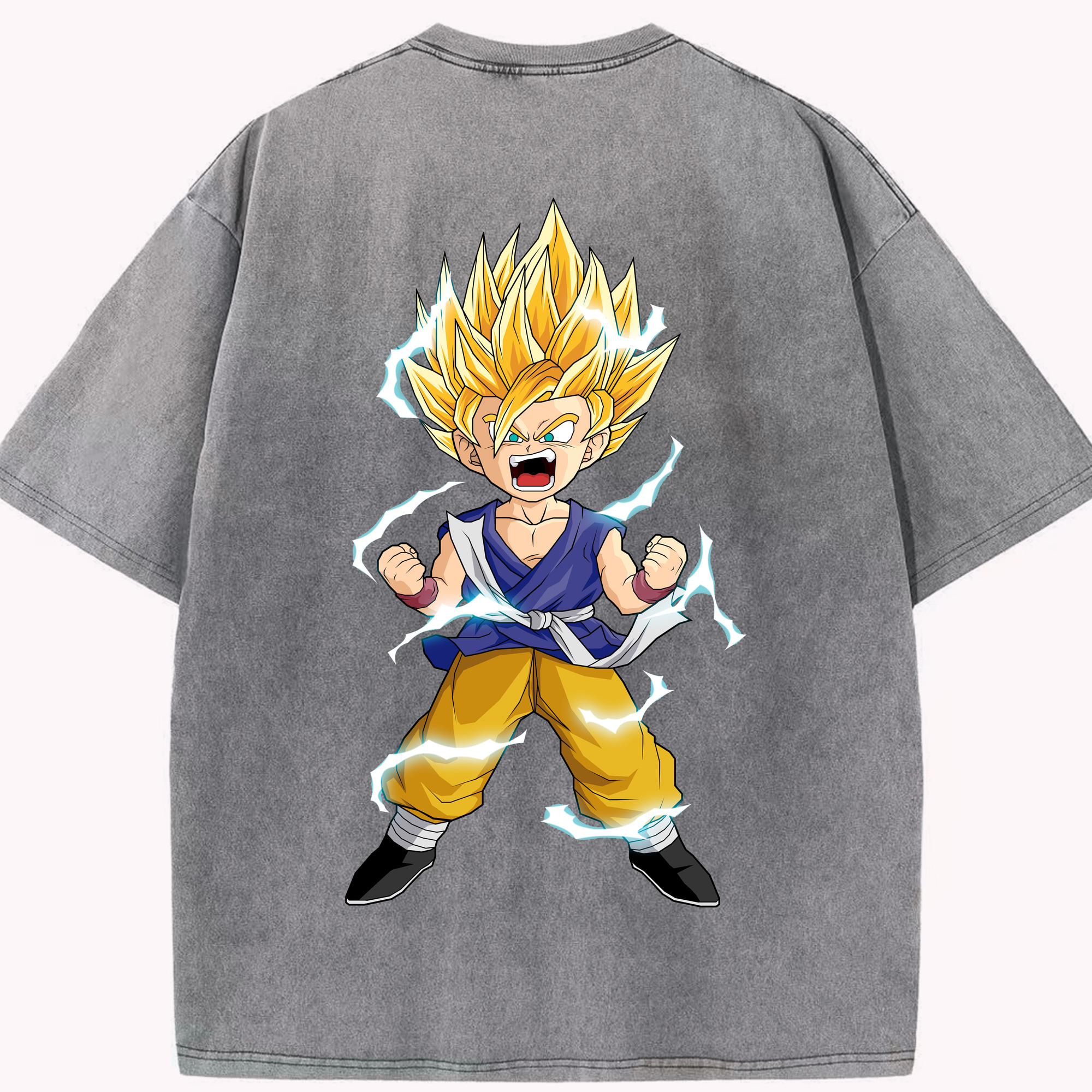 （画像用） ドラゴンボール 孫 悟飯（そんごはん）DRAGON BALL Son Gohan 綿100% ヴィンテージ風 半袖Tシャツ（背面プリント）