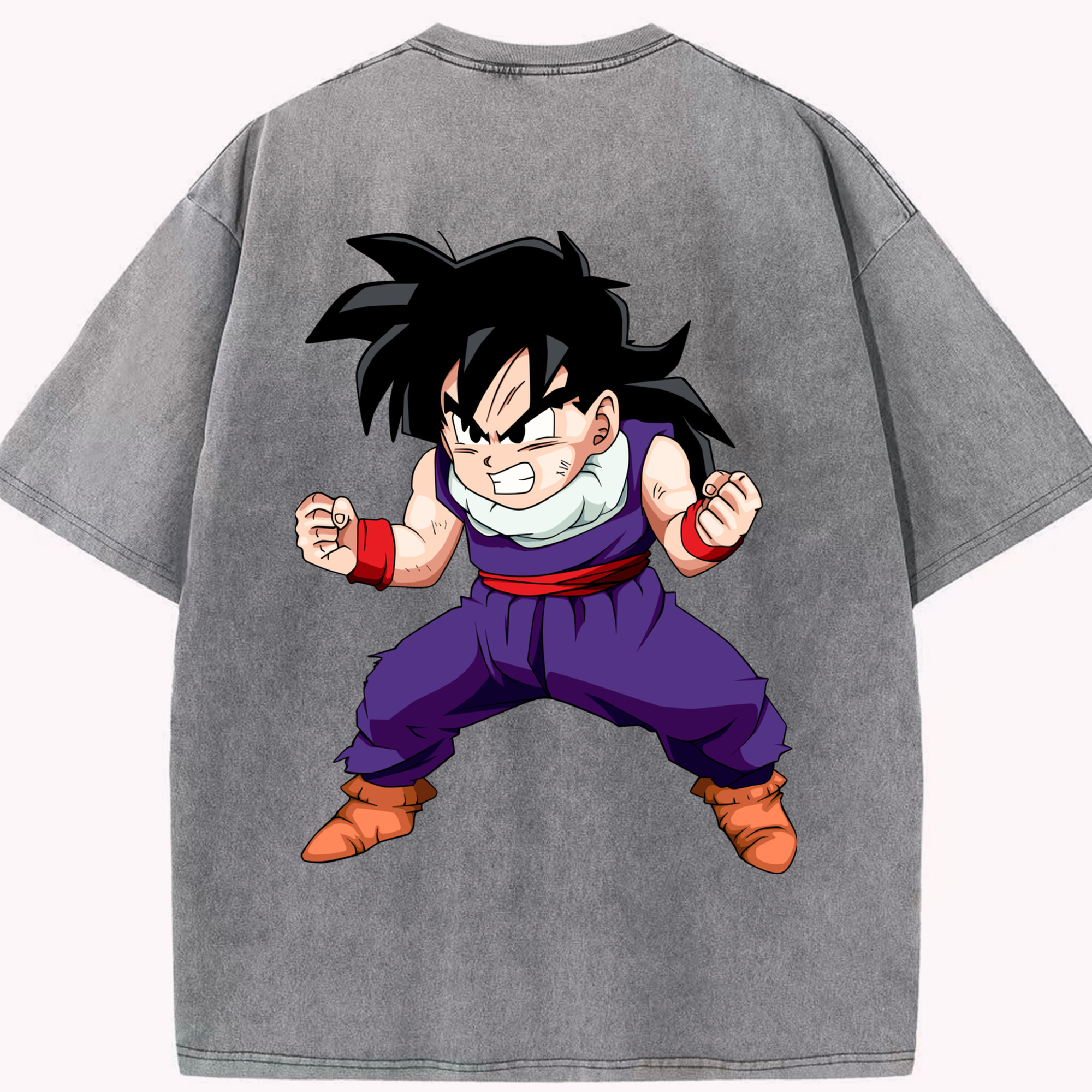 （画像用） ドラゴンボール 孫 悟飯（そんごはん）DRAGON BALL Son Gohan 綿100% ヴィンテージ風 半袖Tシャツ（背面プリント）