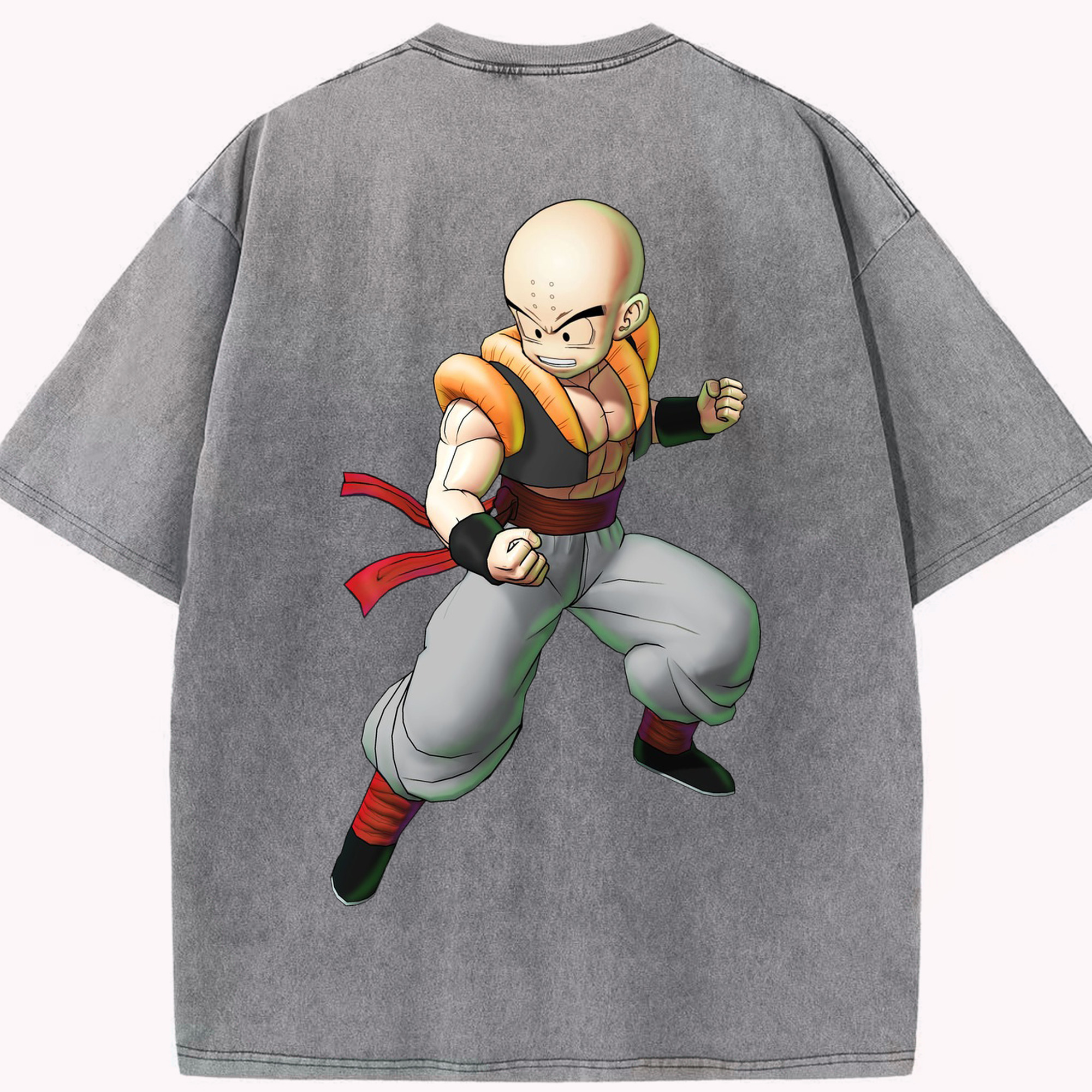 （画像用） ドラゴンボール クリリン DRAGON BALL krillin 綿100% ヴィンテージ風 半袖Tシャツ（背面プリント）