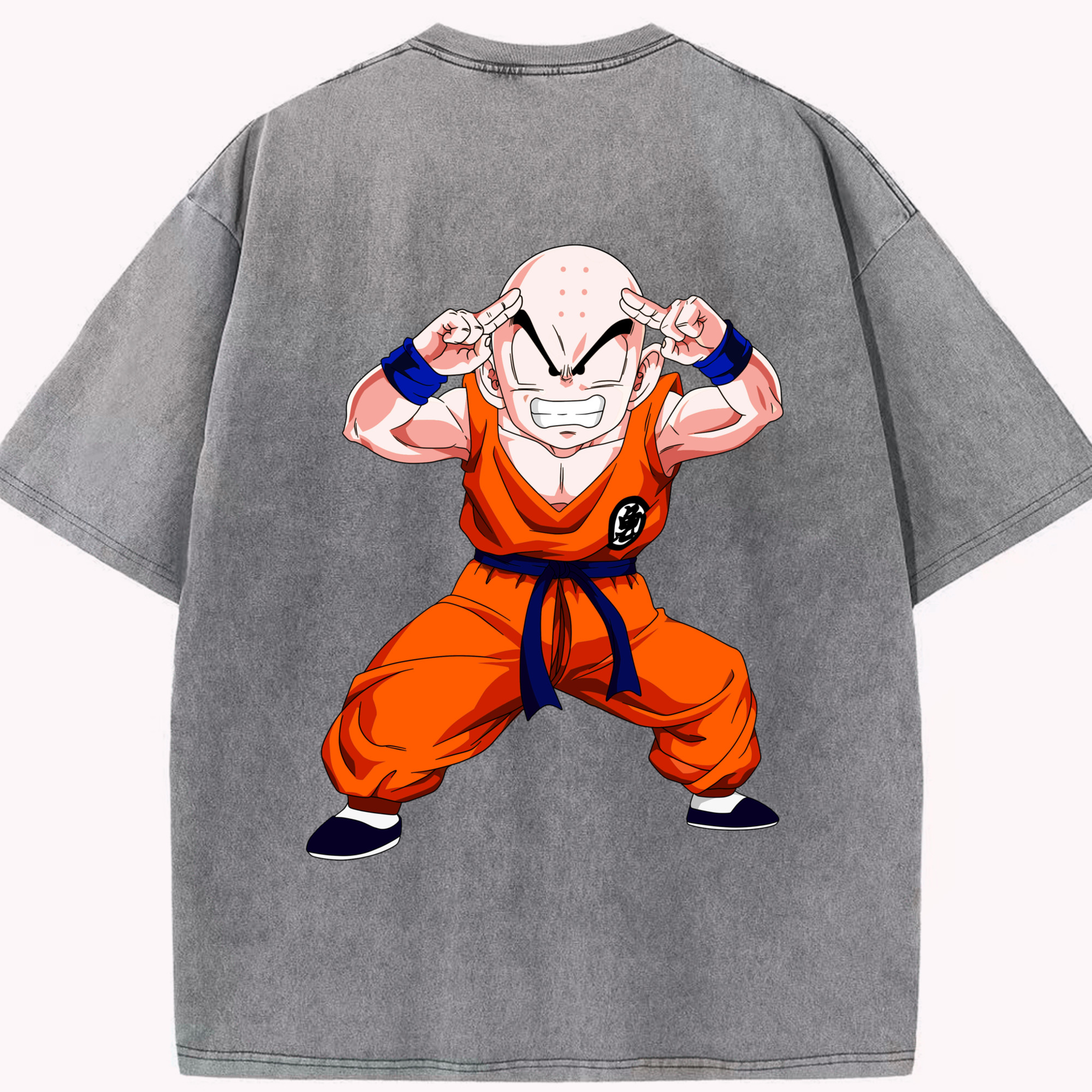 （画像用） ドラゴンボール クリリン DRAGON BALL krillin 綿100% ヴィンテージ風 半袖Tシャツ（背面プリント）