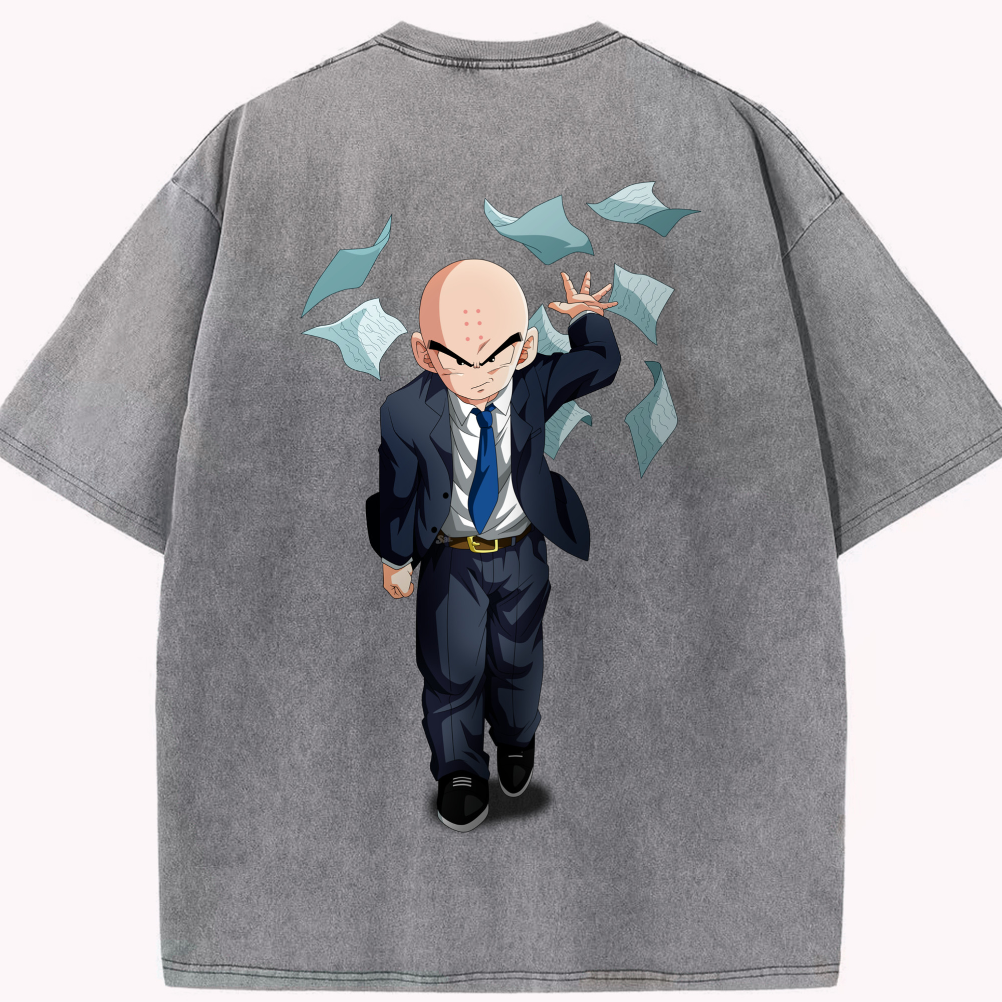 （画像用） ドラゴンボール クリリン DRAGON BALL krillin 綿100% ヴィンテージ風 半袖Tシャツ（背面プリント）