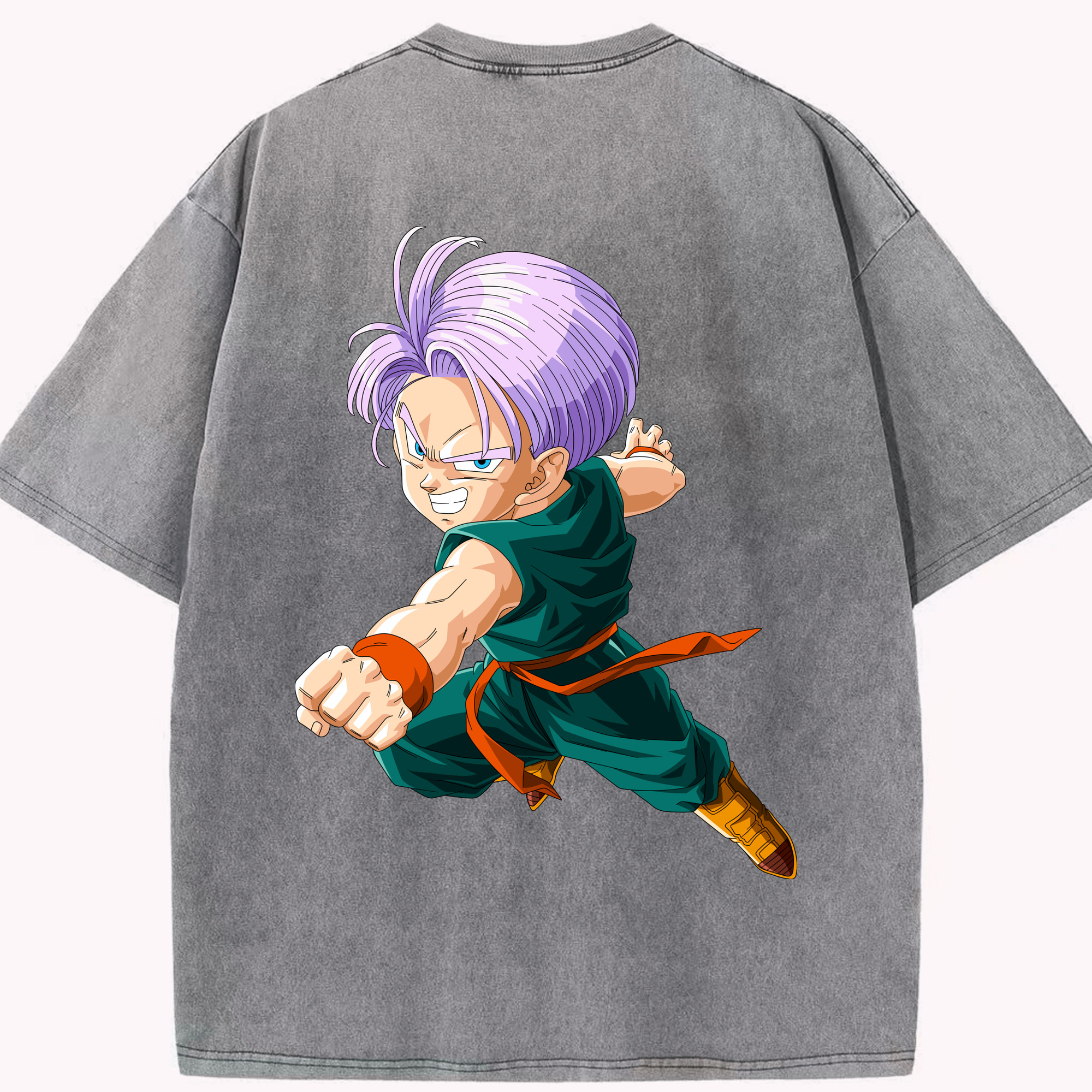 （画像用） ドラゴンボール トランクス（Torankusu）DRAGON BALL Trunks 綿100% ヴィンテージ風 半袖Tシャツ（背面プリント）