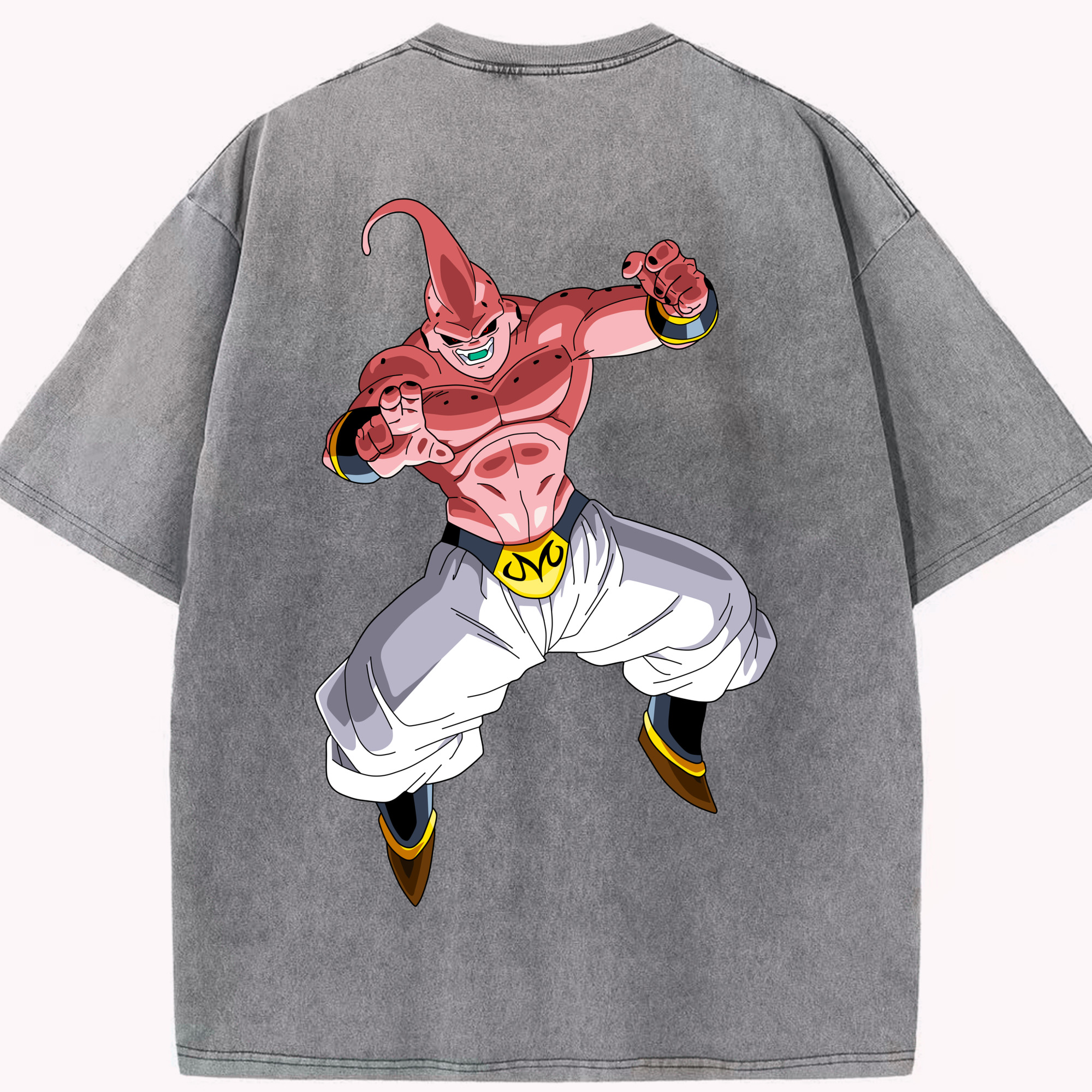 （画像用） ドラゴンボール 魔人ブウ DRAGON BALL Majin Buu 綿100% ヴィンテージ風 半袖Tシャツ（背面プリント）