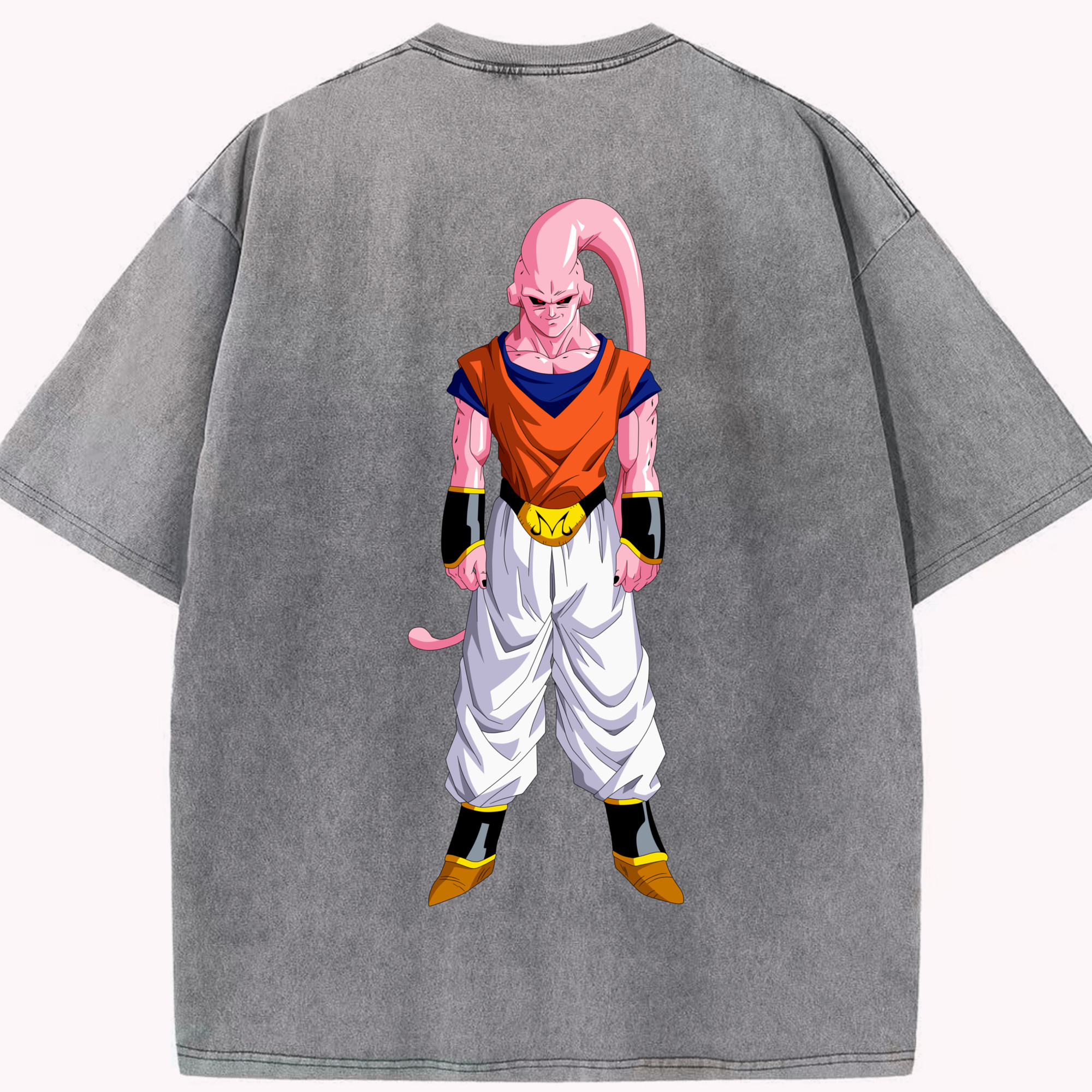 （画像用） ドラゴンボール 魔人ブウ DRAGON BALL Majin Buu 綿100% ヴィンテージ風 半袖Tシャツ（背面プリント）