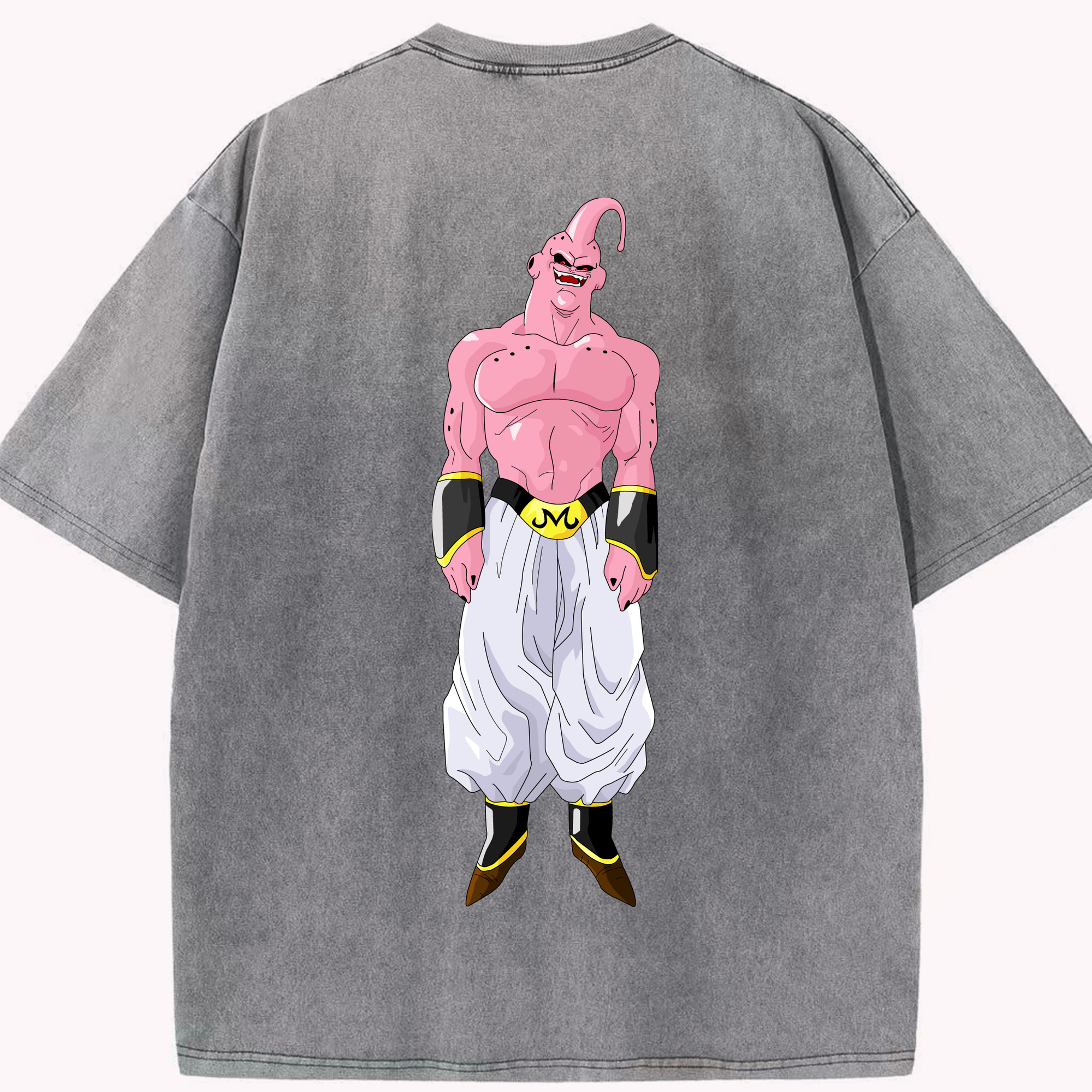 （画像用） ドラゴンボール 魔人ブウ DRAGON BALL Majin Buu 綿100% ヴィンテージ風 半袖Tシャツ（背面プリント）