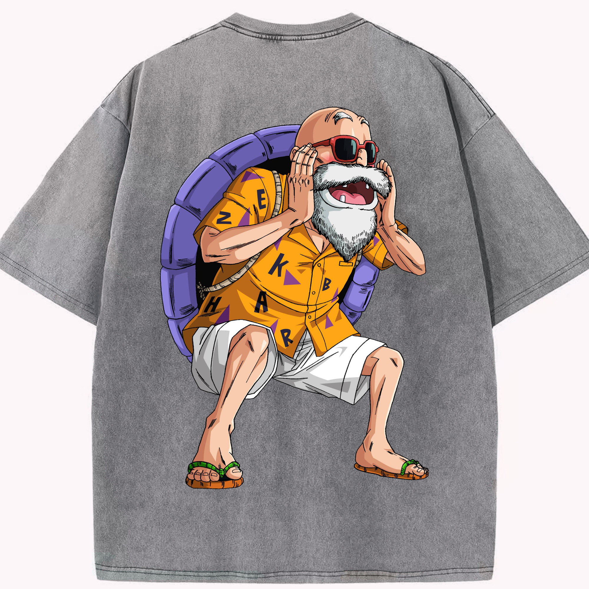 （画像用） ドラゴンボール 亀仙人（かめせんにん） DRAGON BALL Master Roshi Kame Sennin 綿100% ヴィンテージ風 半袖Tシャツ（背面プリント）