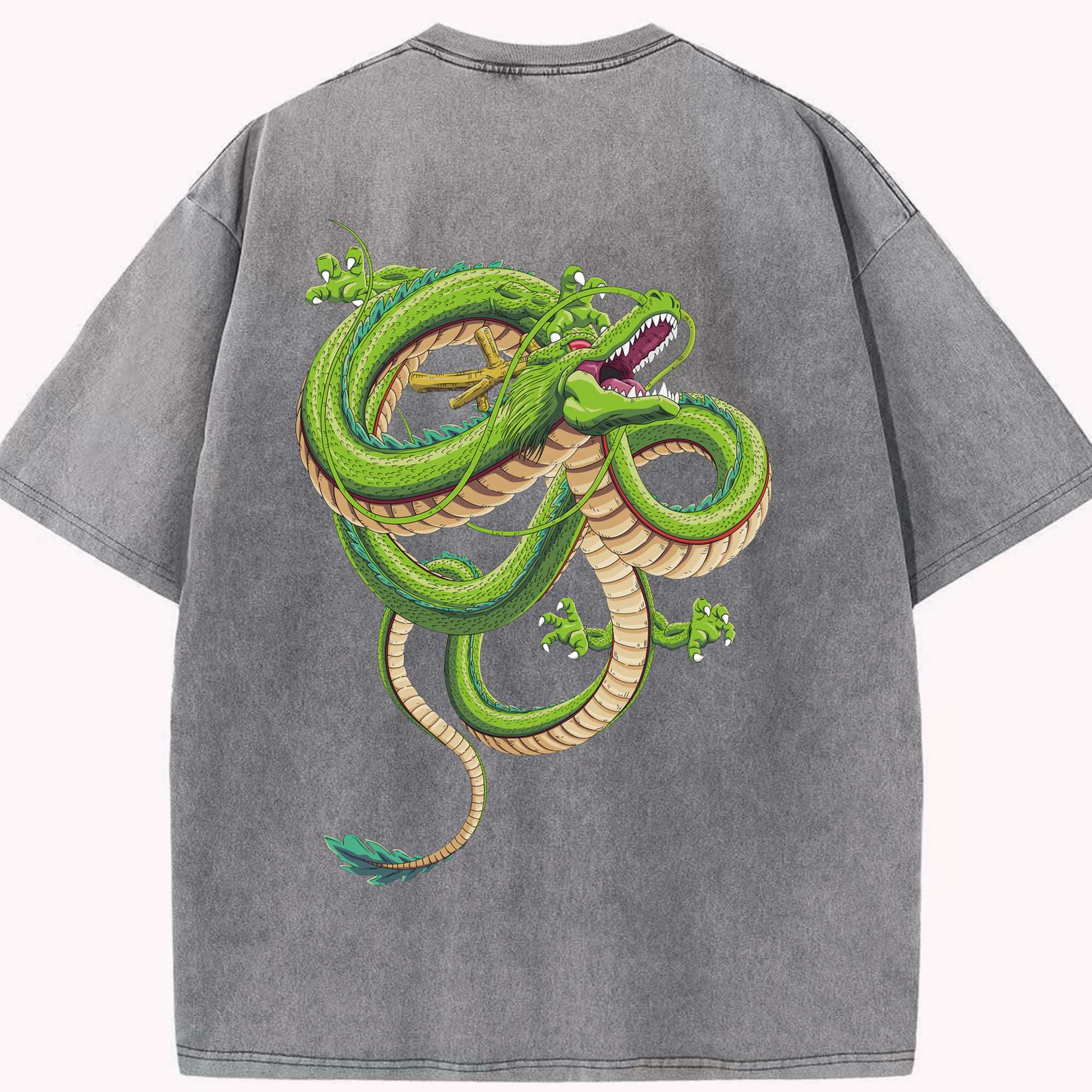 （画像用） ドラゴンボール 神龍 シェンロン DRAGON BALL Shenron 綿100% ヴィンテージ風 半袖Tシャツ（背面プリント）
