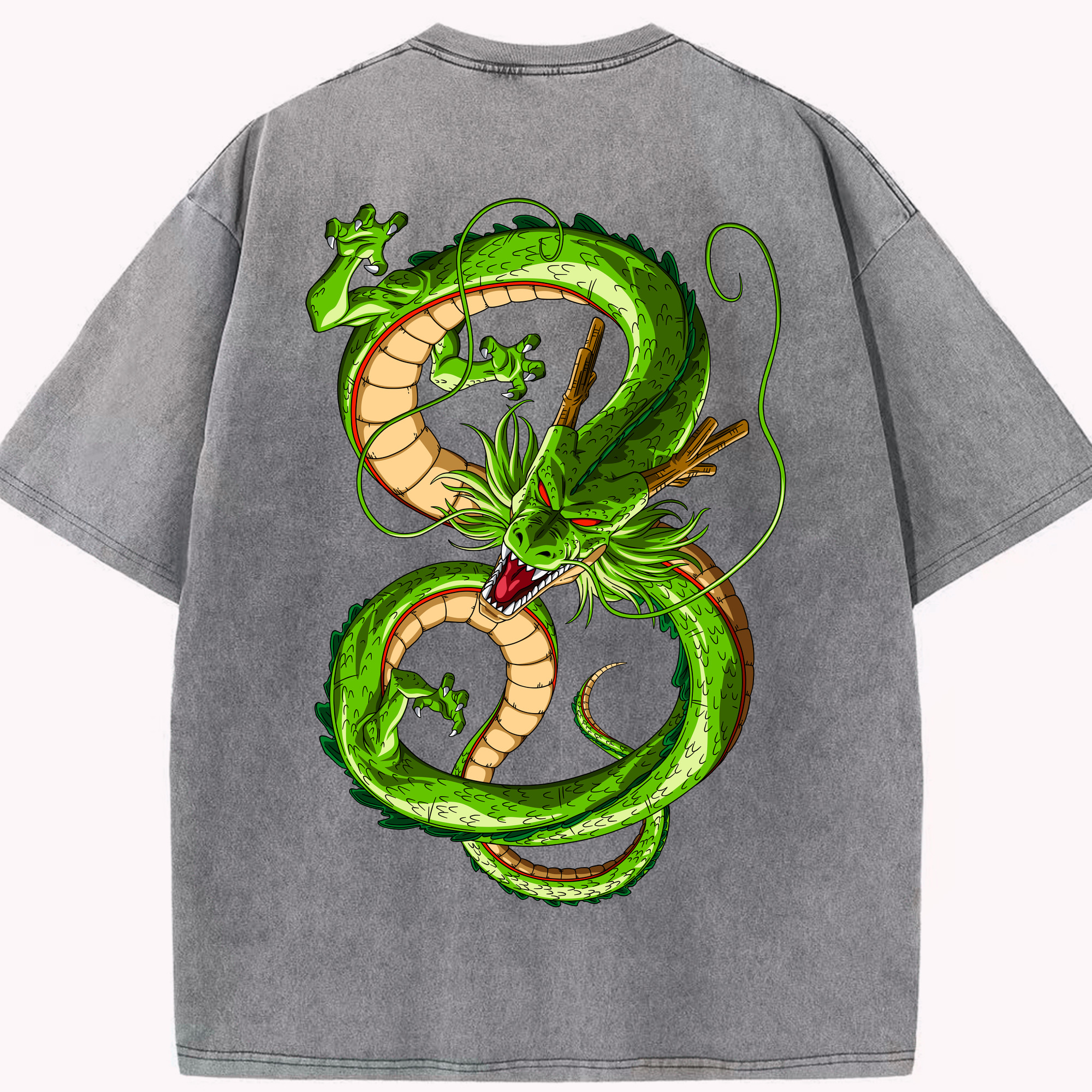 （画像用） ドラゴンボール 神龍 シェンロン DRAGON BALL Shenron 綿100% ヴィンテージ風 半袖Tシャツ（背面プリント）