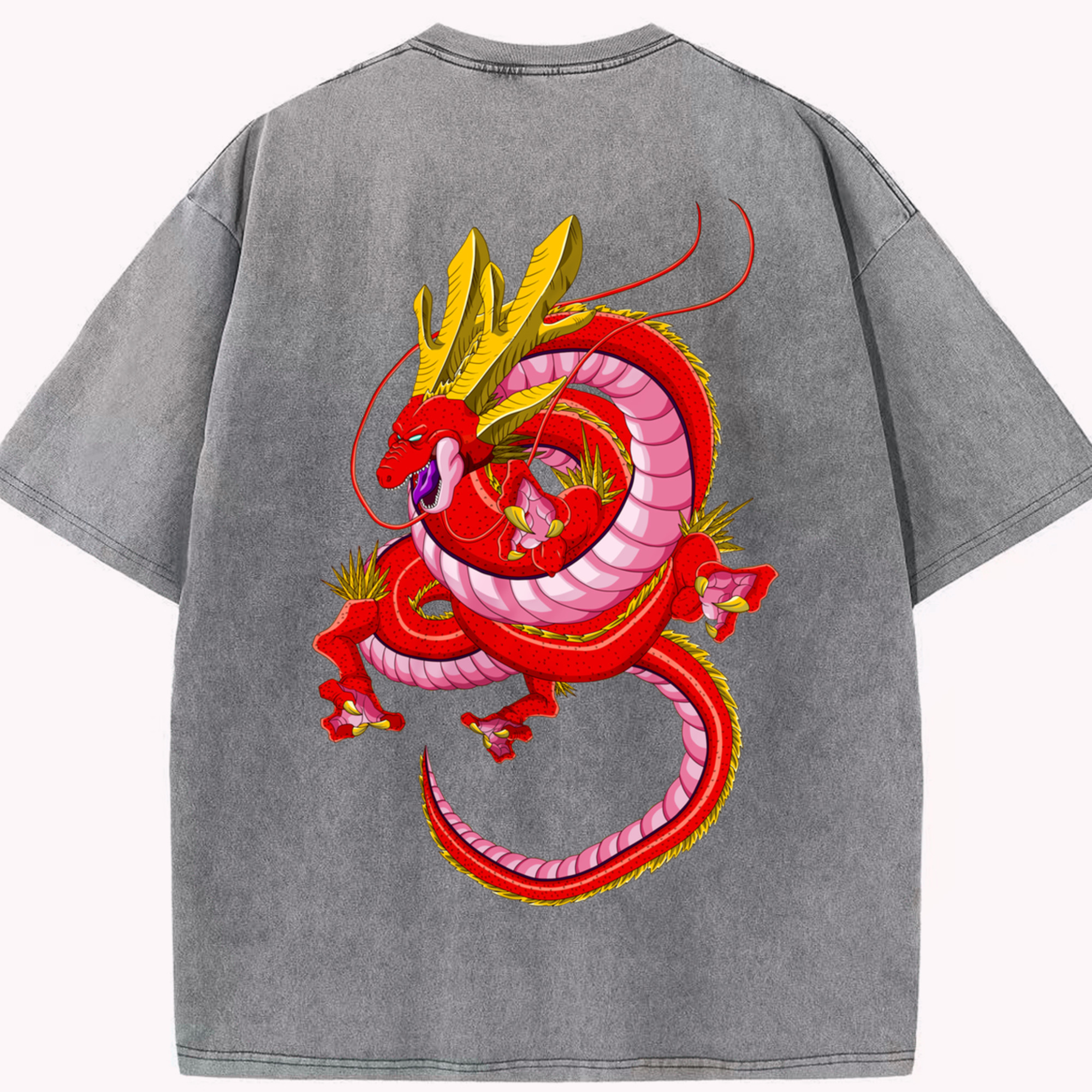 ドラゴンボール 神龍 シェンロン DRAGON BALL Shenron 綿100% ヴィンテージ風 半袖Tシャツ（背面プリント）