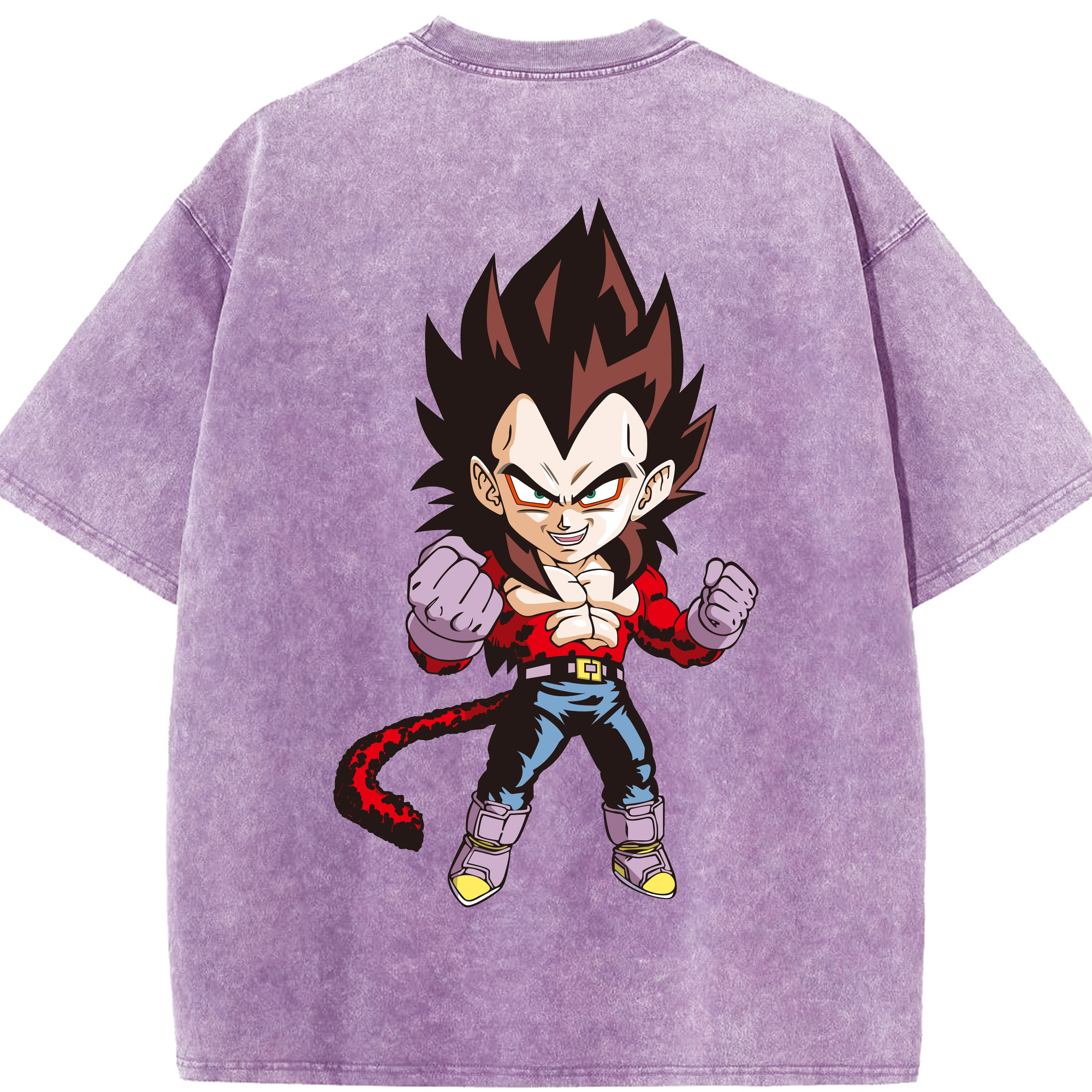 （画像用） ドラゴンボール ベジータ四世（Bejīta Yonsei）DRAGON BALL Vegeta IV 綿100% ヴィンテージ風 半袖Tシャツ（背面プリント）