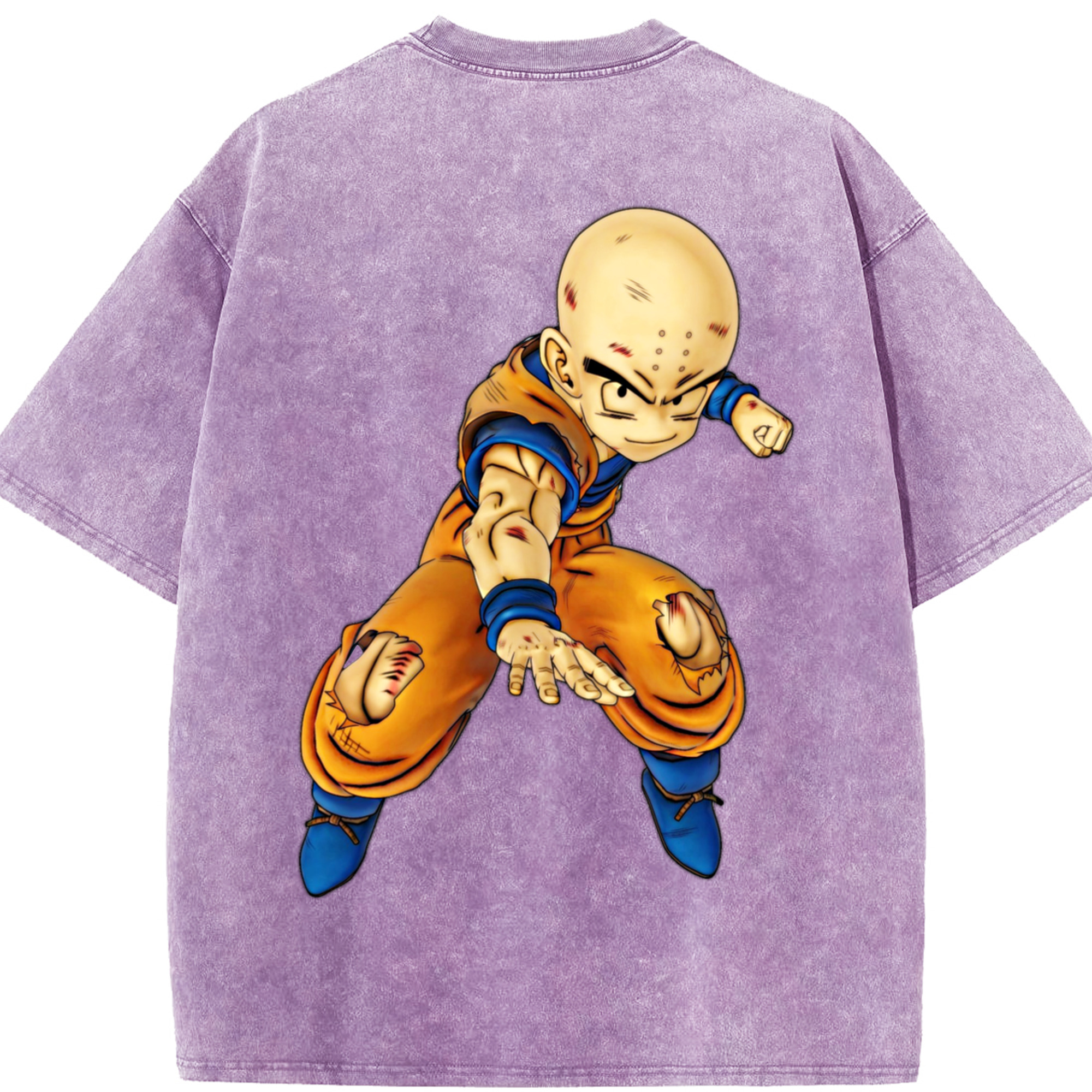 （画像用） ドラゴンボール クリリン DRAGON BALL krillin 綿100% ヴィンテージ風 半袖Tシャツ（背面プリント）