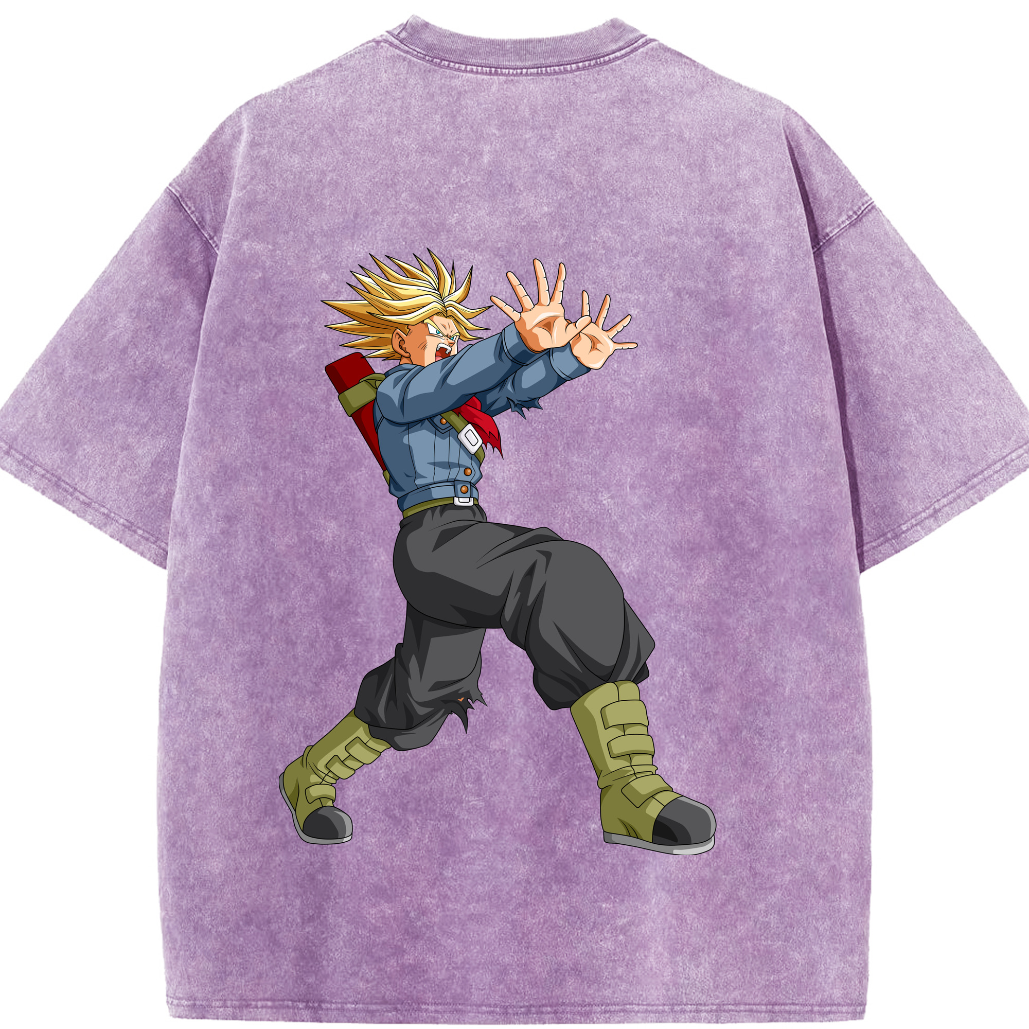 （画像用） ドラゴンボール トランクス（Torankusu）DRAGON BALL Trunks 綿100% ヴィンテージ風 半袖Tシャツ（背面プリント）