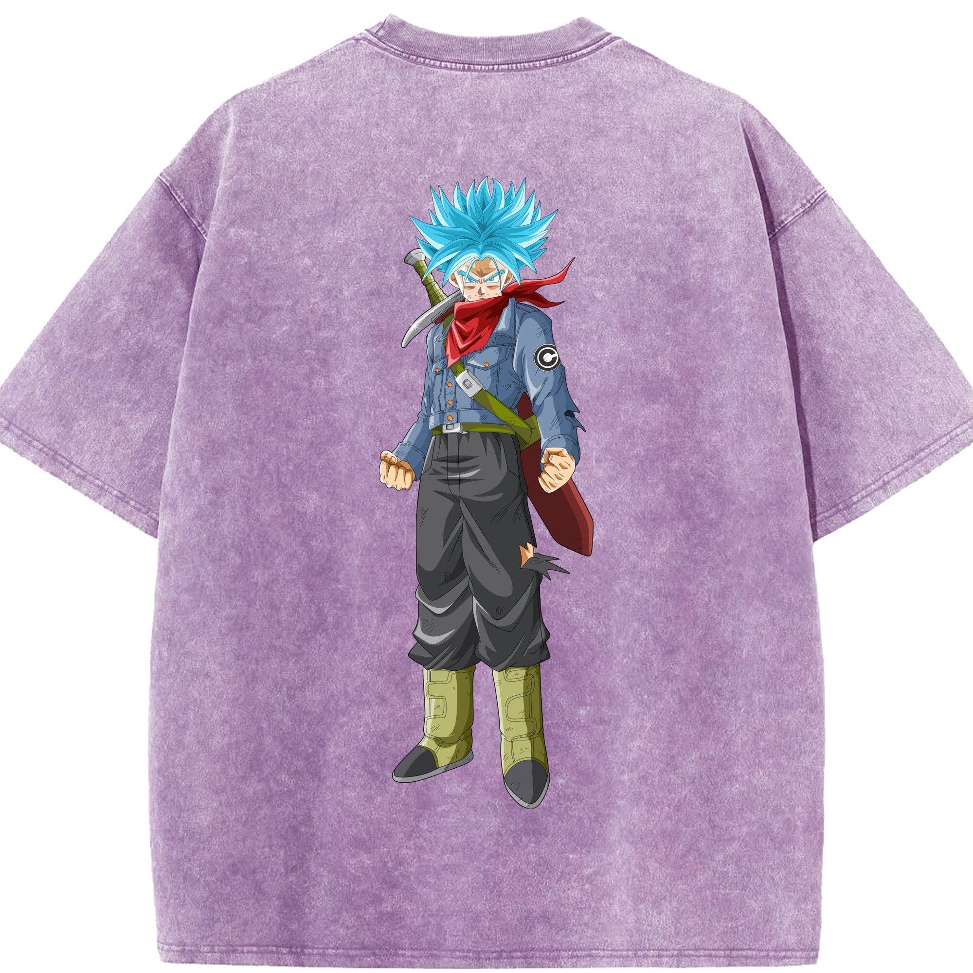 （画像用） ドラゴンボール トランクス（Torankusu）DRAGON BALL Trunks 綿100% ヴィンテージ風 半袖Tシャツ（背面プリント）