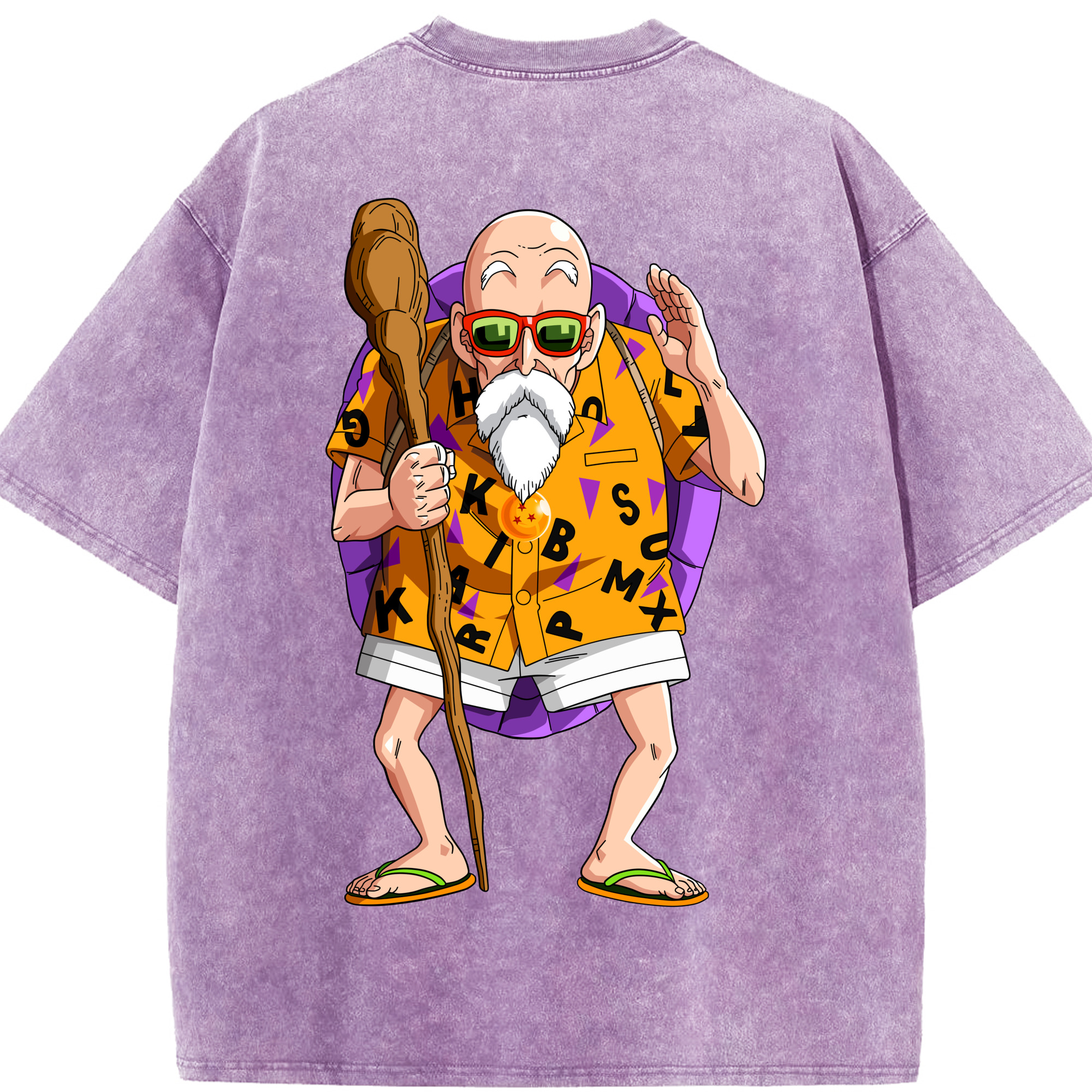 （画像用） ドラゴンボール 亀仙人（かめせんにん） DRAGON BALL Master Roshi Kame Sennin 綿100% ヴィンテージ風 半袖Tシャツ（背面プリント）