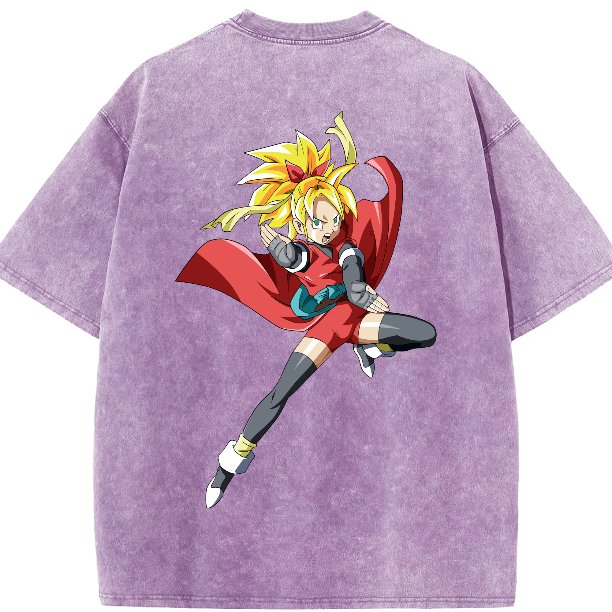 （画像用） ドラゴンボール カリフラ DRAGON BALL Caulifla 綿100% ヴィンテージ風 半袖Tシャツ（背面プリント）