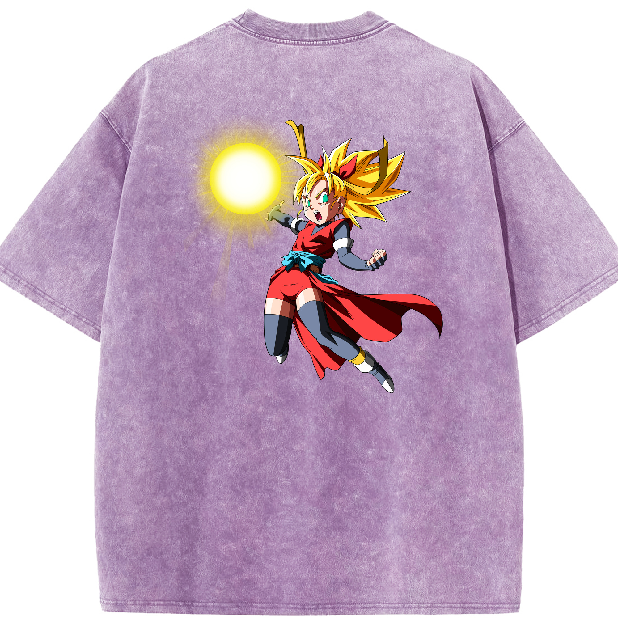 （画像用） ドラゴンボール カリフラ DRAGON BALL Caulifla 綿100% ヴィンテージ風 半袖Tシャツ（背面プリント）