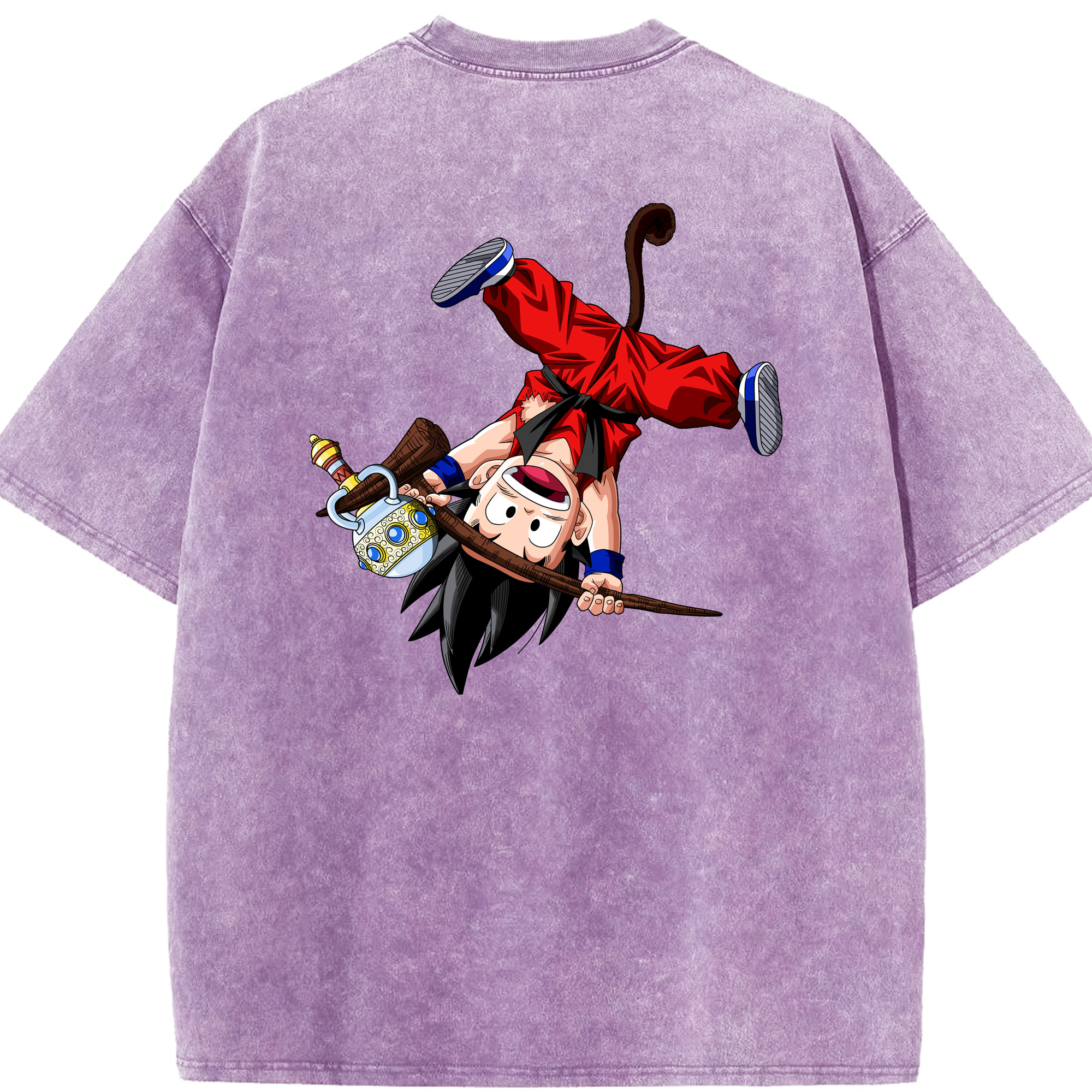 （画像用） ドラゴンボール 孫悟空（そん ごくう）Son Goku カカロット DRAGON BALL Kakarotto 綿100% ヴィンテージ風 半袖Tシャツ（背面プリント）