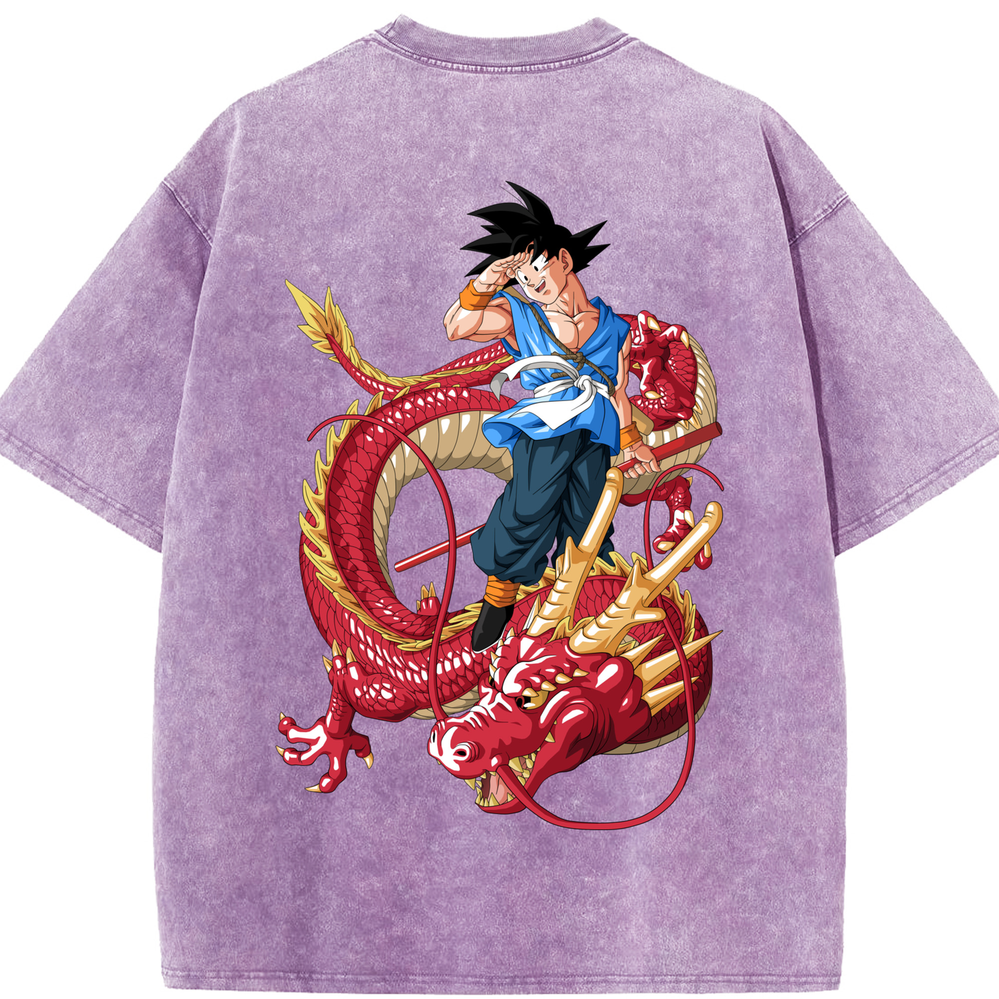 （画像用） ドラゴンボール 孫悟空（そん ごくう）Son Goku カカロット DRAGON BALL Kakarotto 綿100% ヴィンテージ風 半袖Tシャツ（背面プリント）