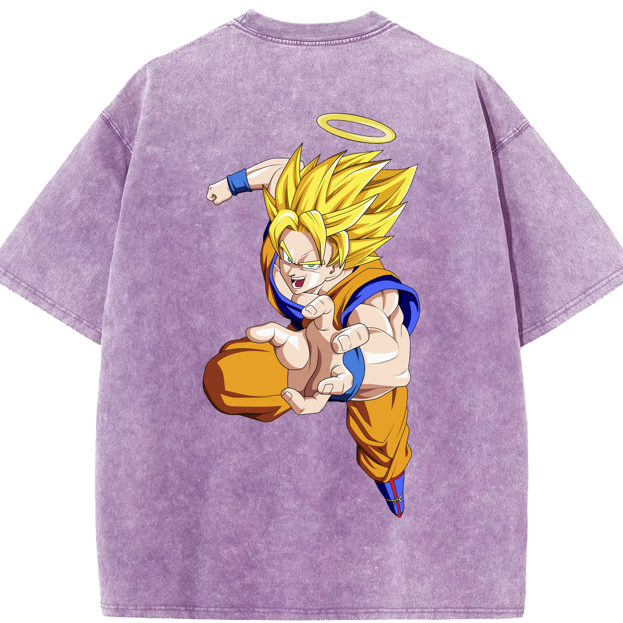 （画像用） ドラゴンボール 孫悟空（そん ごくう）Son Goku カカロット DRAGON BALL Kakarotto 綿100% ヴィンテージ風 半袖Tシャツ（背面プリント）