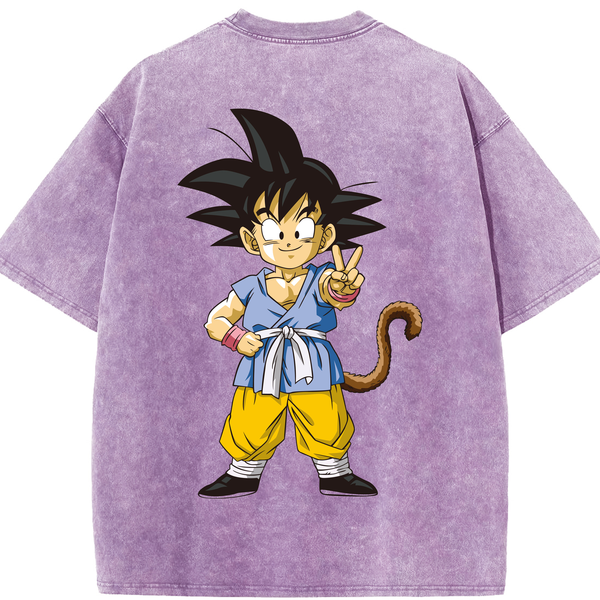 （画像用） ドラゴンボール 孫悟空（そん ごくう）Son Goku カカロット DRAGON BALL Kakarotto 綿100% ヴィンテージ風 半袖Tシャツ（背面プリント）