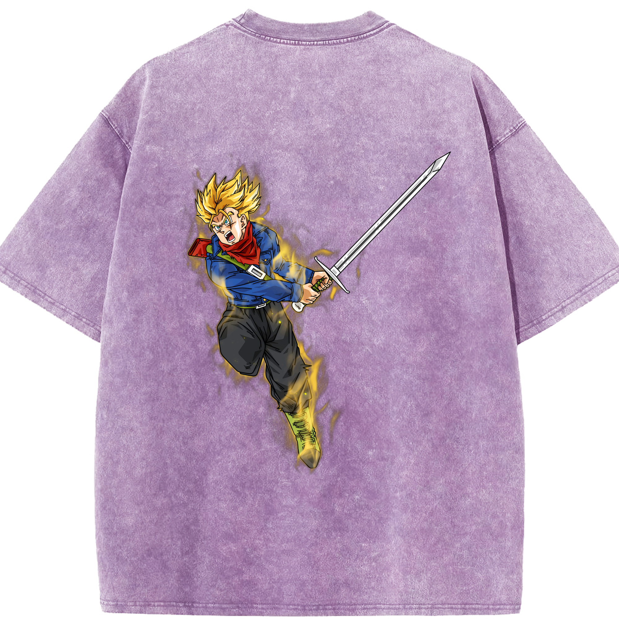 （画像用） ドラゴンボール トランクス（Torankusu）DRAGON BALL Trunks 綿100% ヴィンテージ風 半袖Tシャツ（背面プリント）