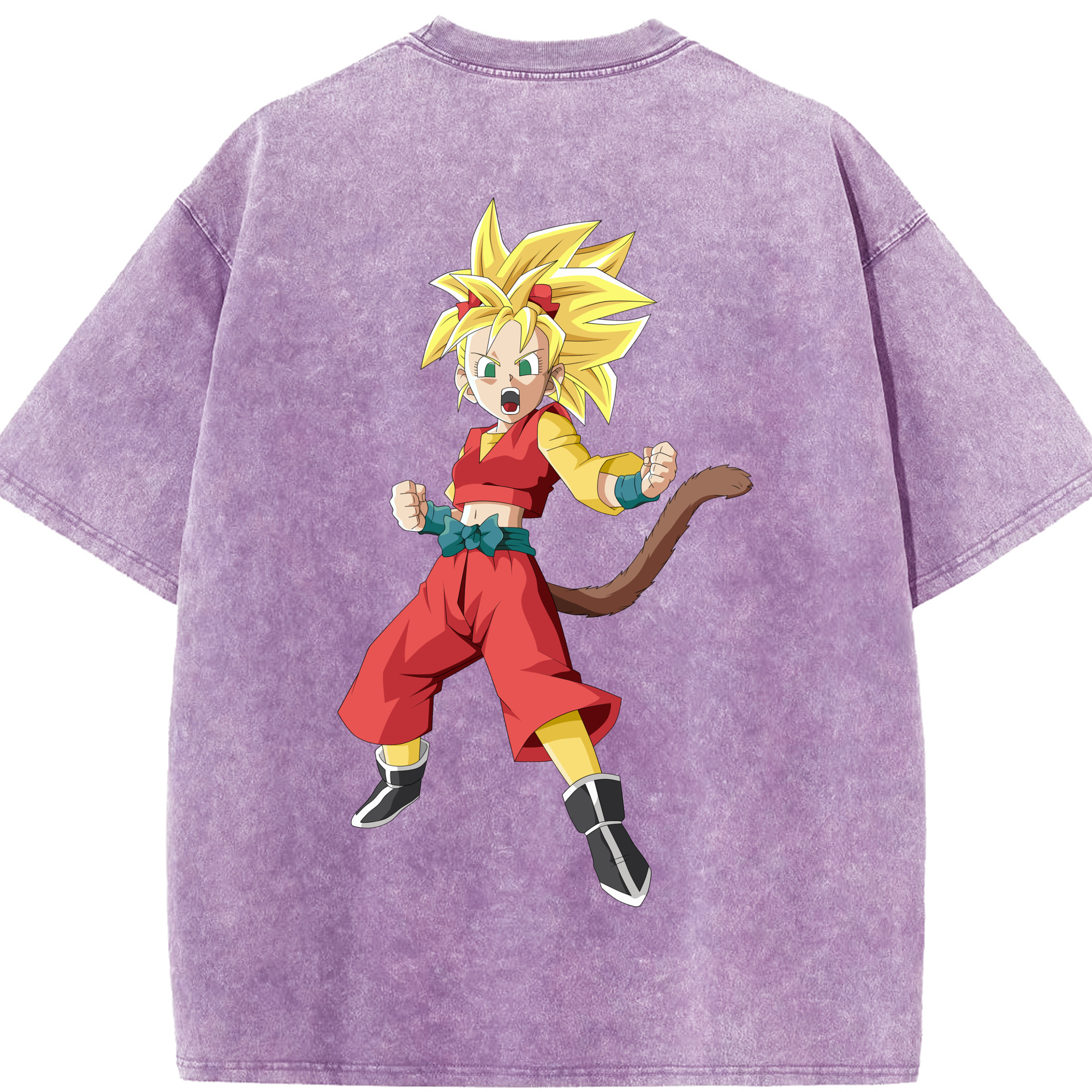 （画像用） ドラゴンボール カリフラ DRAGON BALL Caulifla 綿100% ヴィンテージ風 半袖Tシャツ（背面プリント）