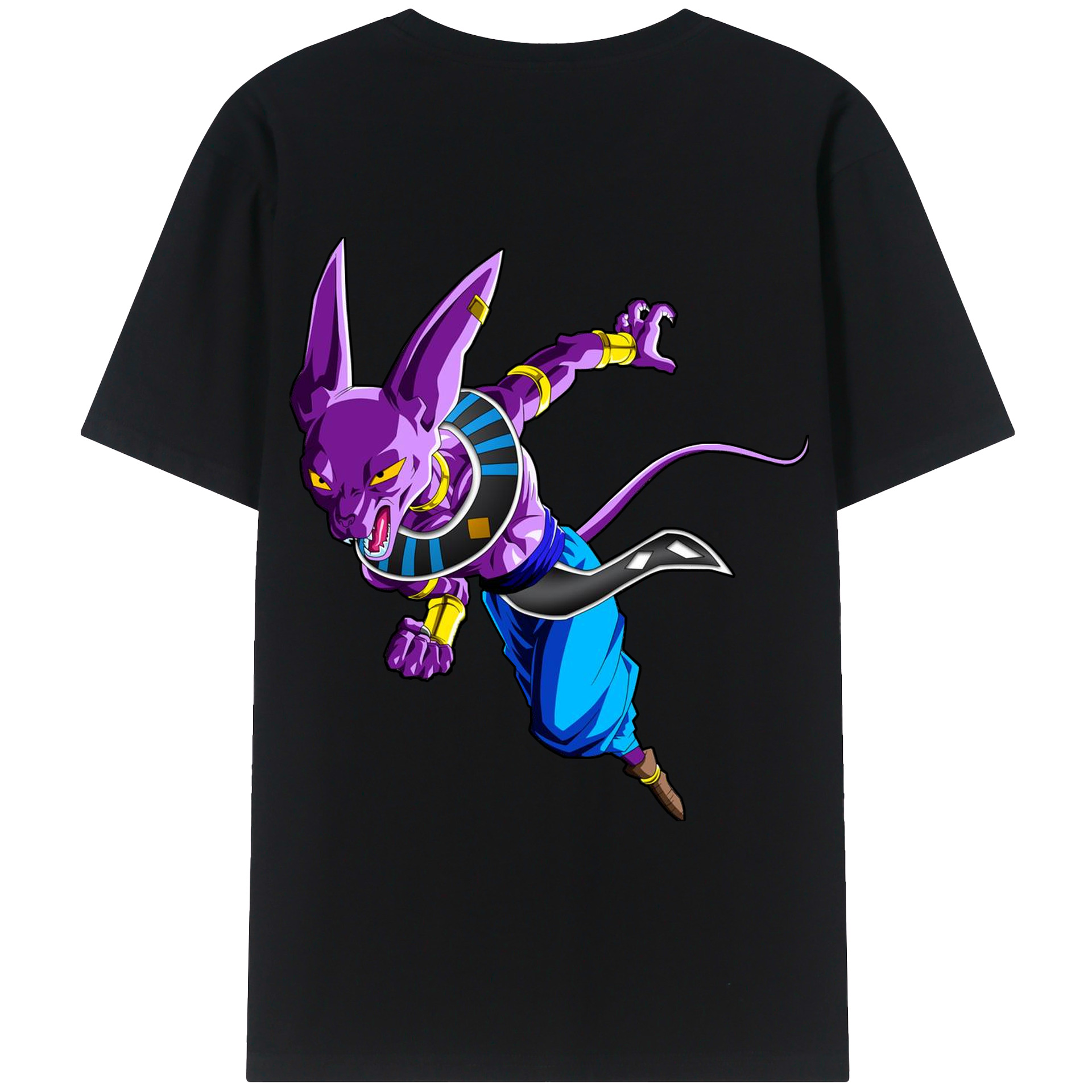 （画像用） ドラゴンボール ビルス 破壊神ビルス DRAGON BALL Beerus Birusu 綿100％ メンズ半袖Tシャツ（バックプリント） 通気性