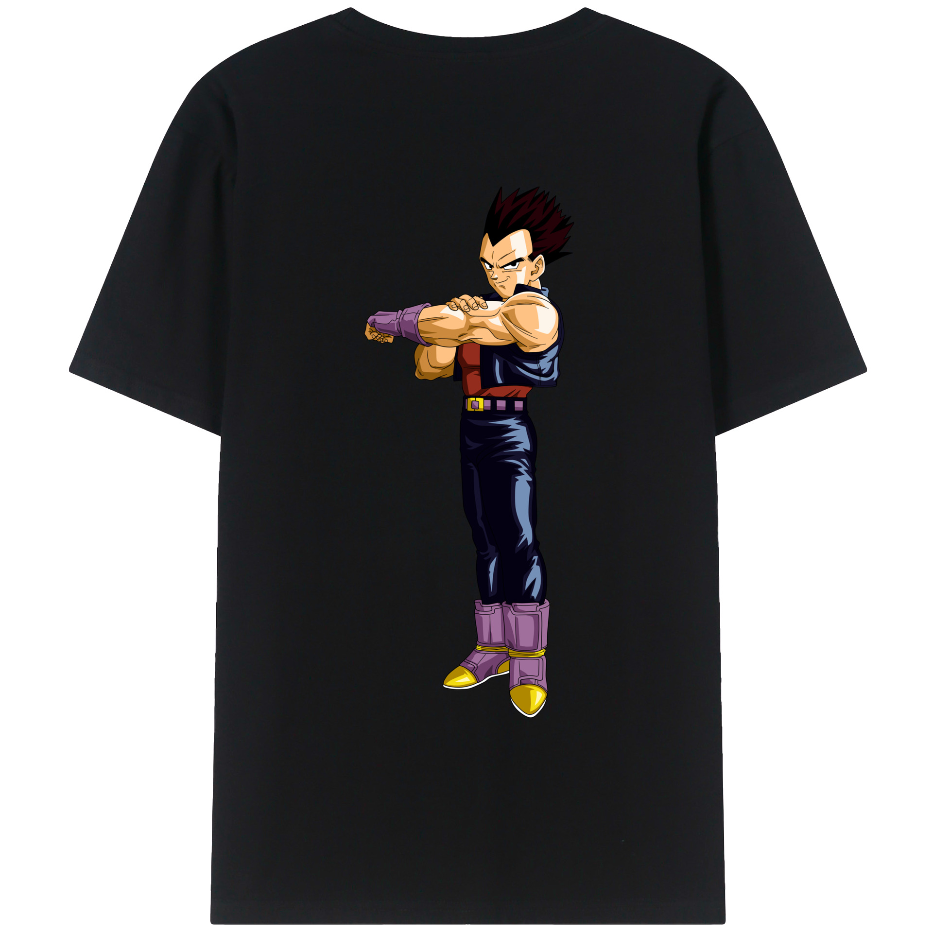 （画像用） ドラゴンボール ベジータ四世（Bejīta Yonsei）DRAGON BALL Vegeta IV 綿100％ メンズ半袖Tシャツ（バックプリント） 通気性
