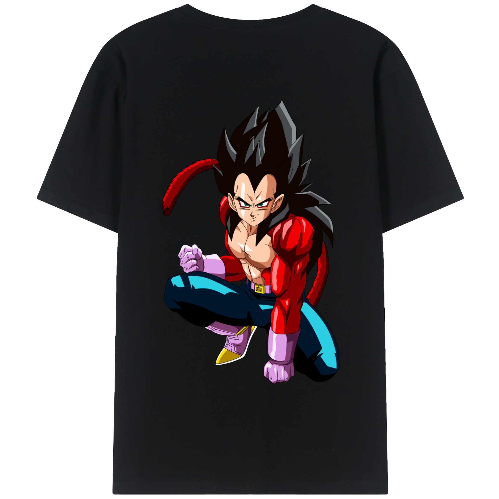 （画像用） ドラゴンボール ベジータ四世（Bejīta Yonsei）DRAGON BALL Vegeta IV 綿100％ メンズ半袖Tシャツ（バックプリント） 通気性