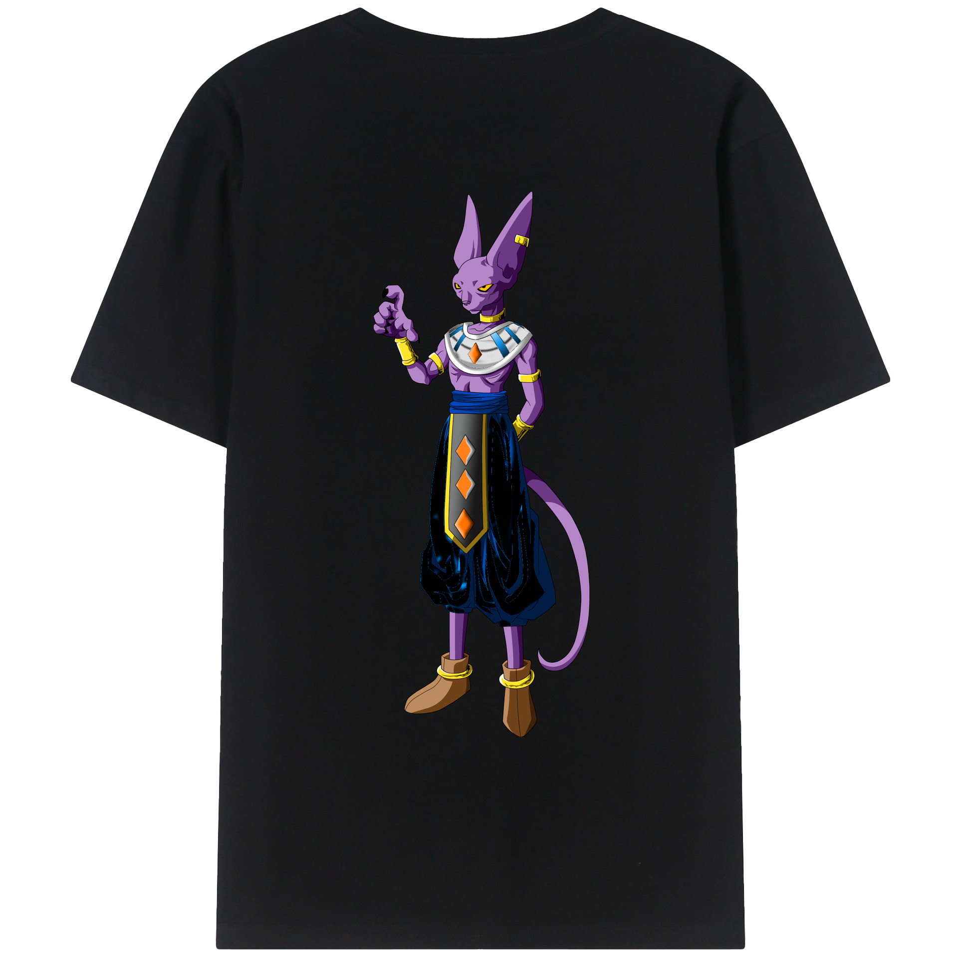 （画像用） ドラゴンボール ビルス 破壊神ビルス DRAGON BALL Beerus Birusu 綿100％ メンズ半袖Tシャツ（バックプリント） 通気性