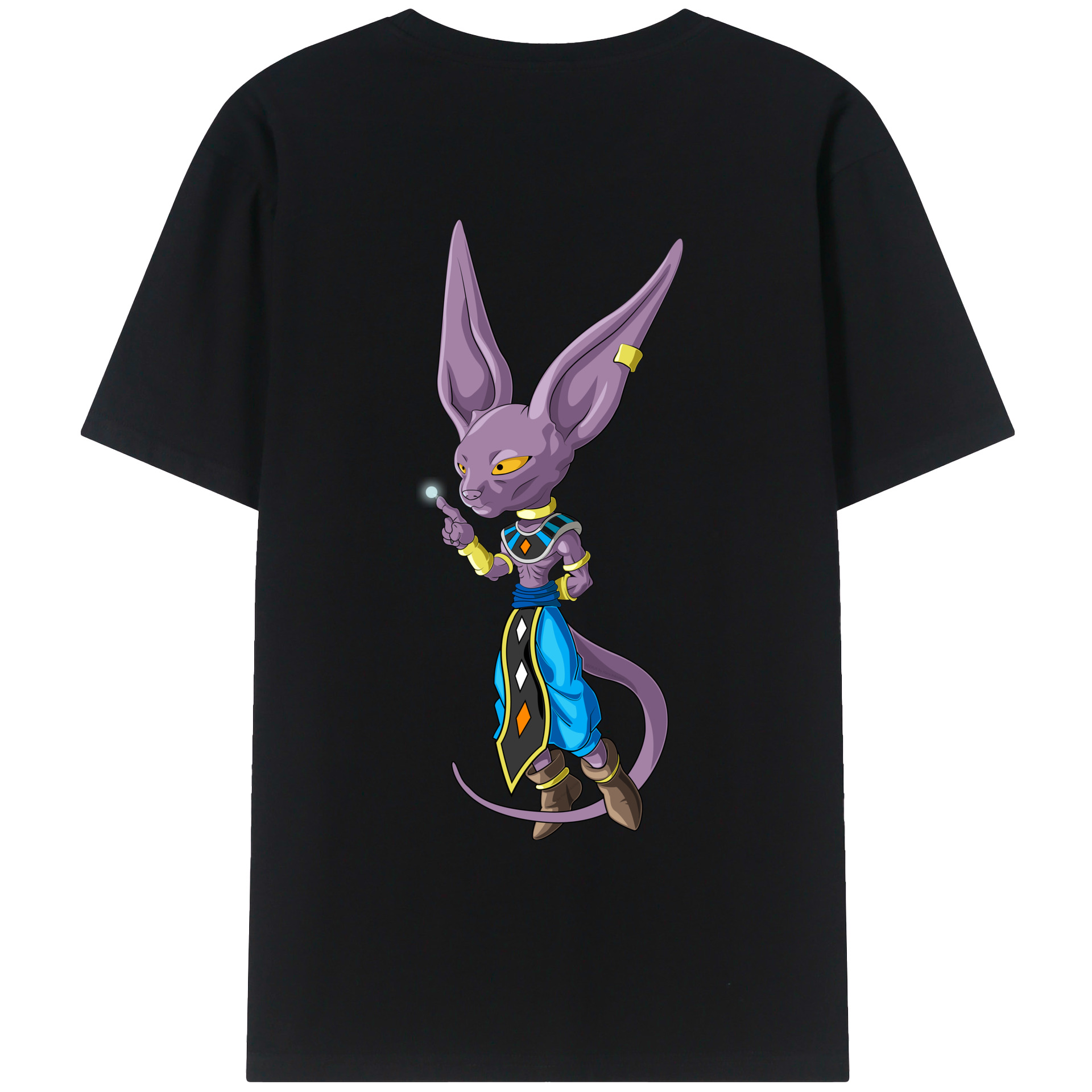 （画像用） ドラゴンボール ビルス 破壊神ビルス DRAGON BALL Beerus Birusu 綿100％ メンズ半袖Tシャツ（バックプリント） 通気性
