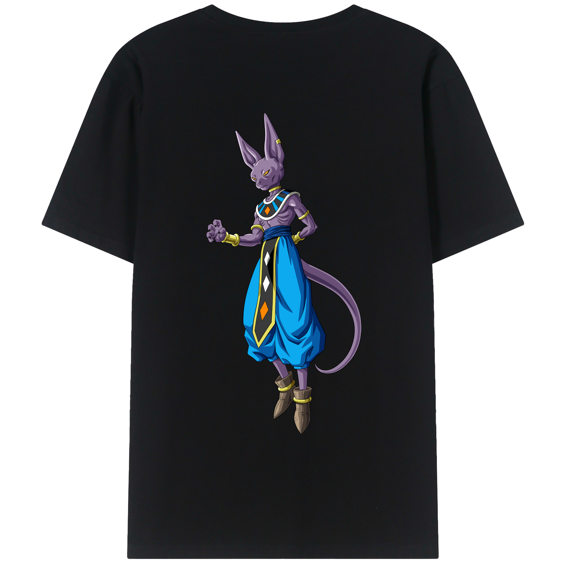 （画像用） ドラゴンボール ビルス 破壊神ビルス DRAGON BALL Beerus Birusu 綿100％ メンズ半袖Tシャツ（バックプリント） 通気性