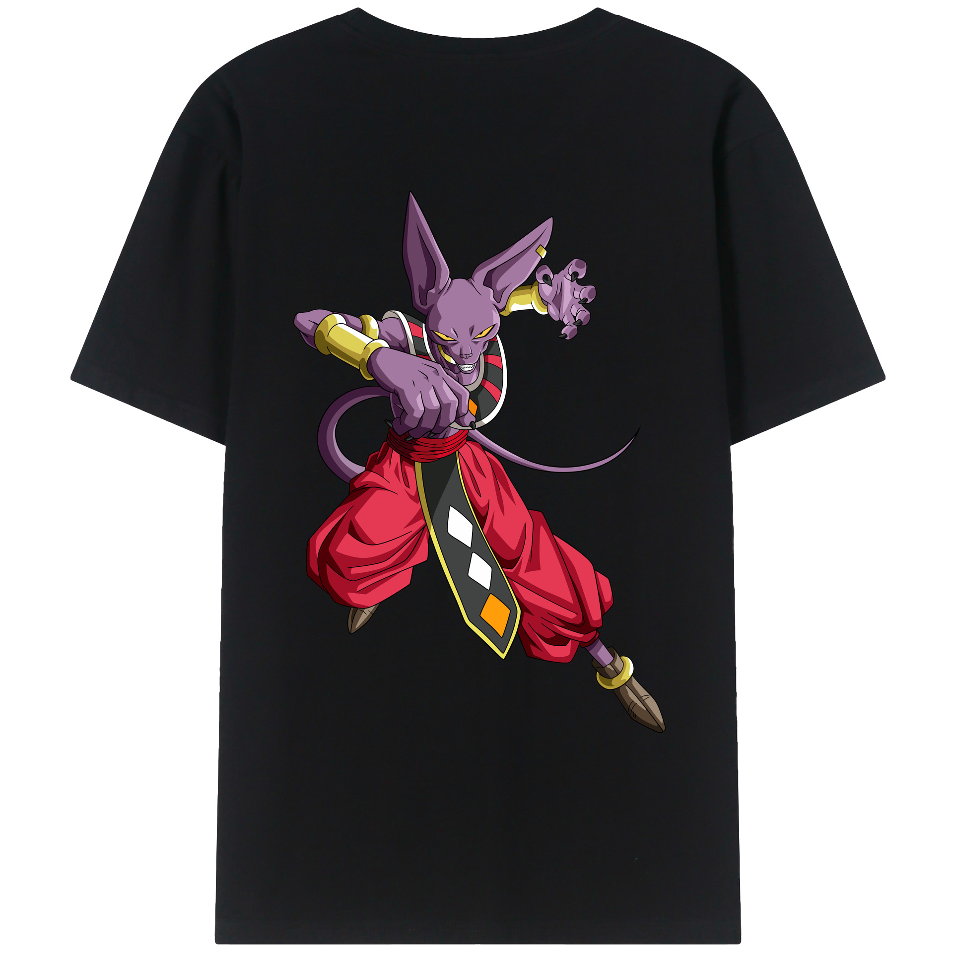 （画像用） ドラゴンボール ビルス 破壊神ビルス DRAGON BALL Beerus Birusu 綿100％ メンズ半袖Tシャツ（バックプリント） 通気性