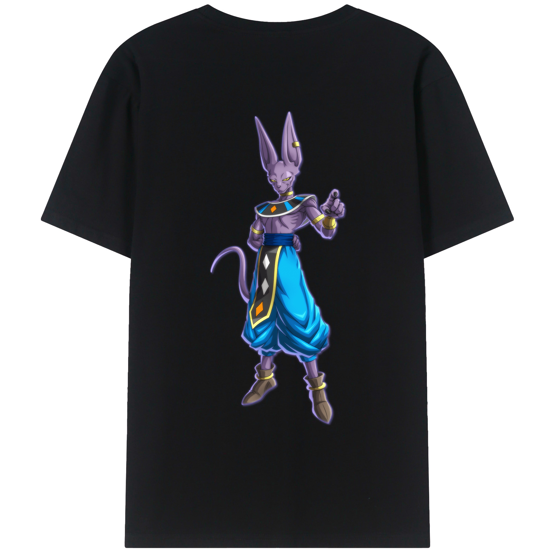 （画像用） ドラゴンボール ビルス 破壊神ビルス DRAGON BALL Beerus Birusu 綿100％ メンズ半袖Tシャツ（バックプリント） 通気性