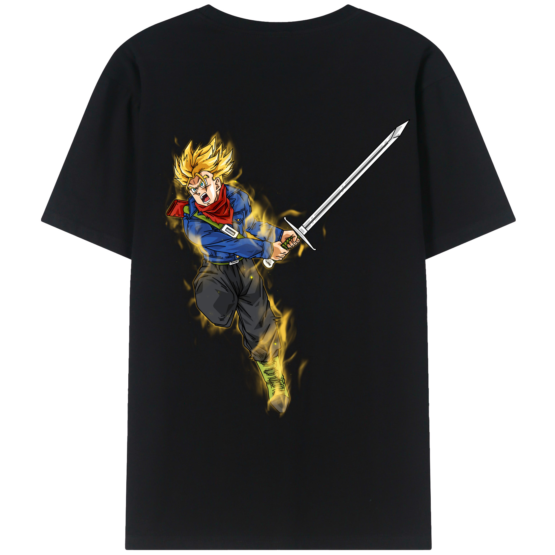 （画像用） ドラゴンボール トランクス（Torankusu）DRAGON BALL Trunks 綿100％ メンズ半袖Tシャツ（バックプリント） 通気性