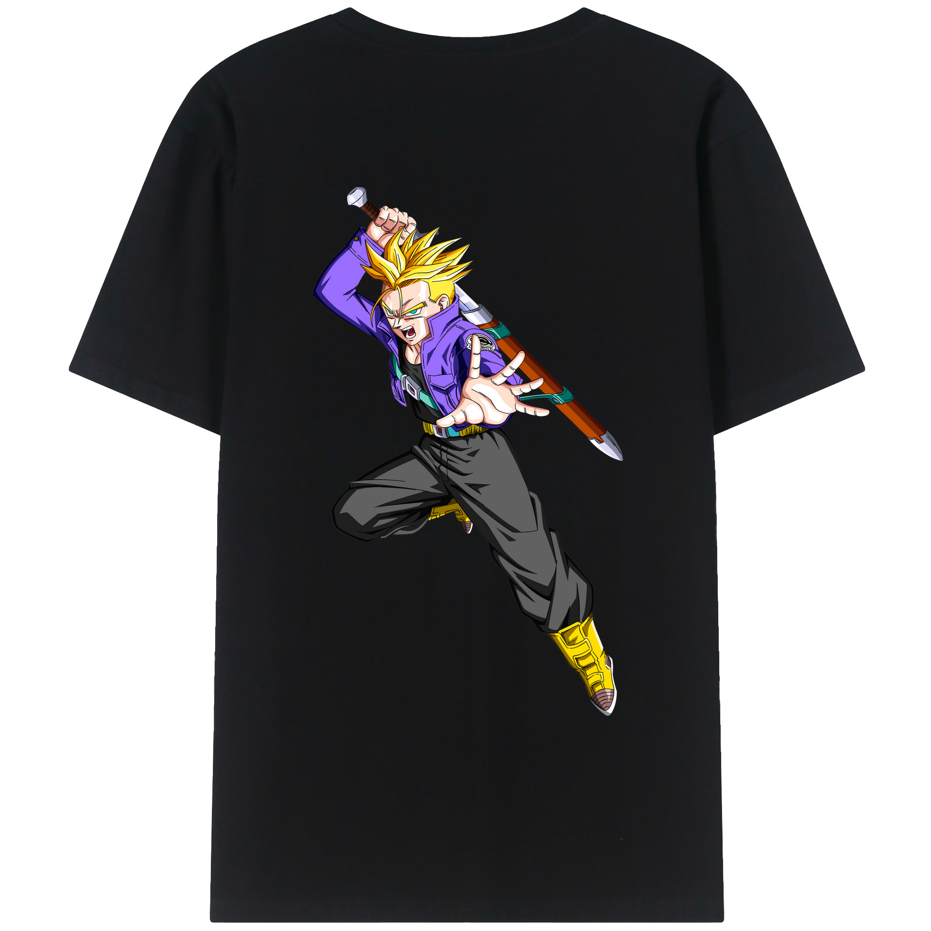 （画像用） ドラゴンボール トランクス（Torankusu）DRAGON BALL Trunks 綿100％ メンズ半袖Tシャツ（バックプリント） 通気性