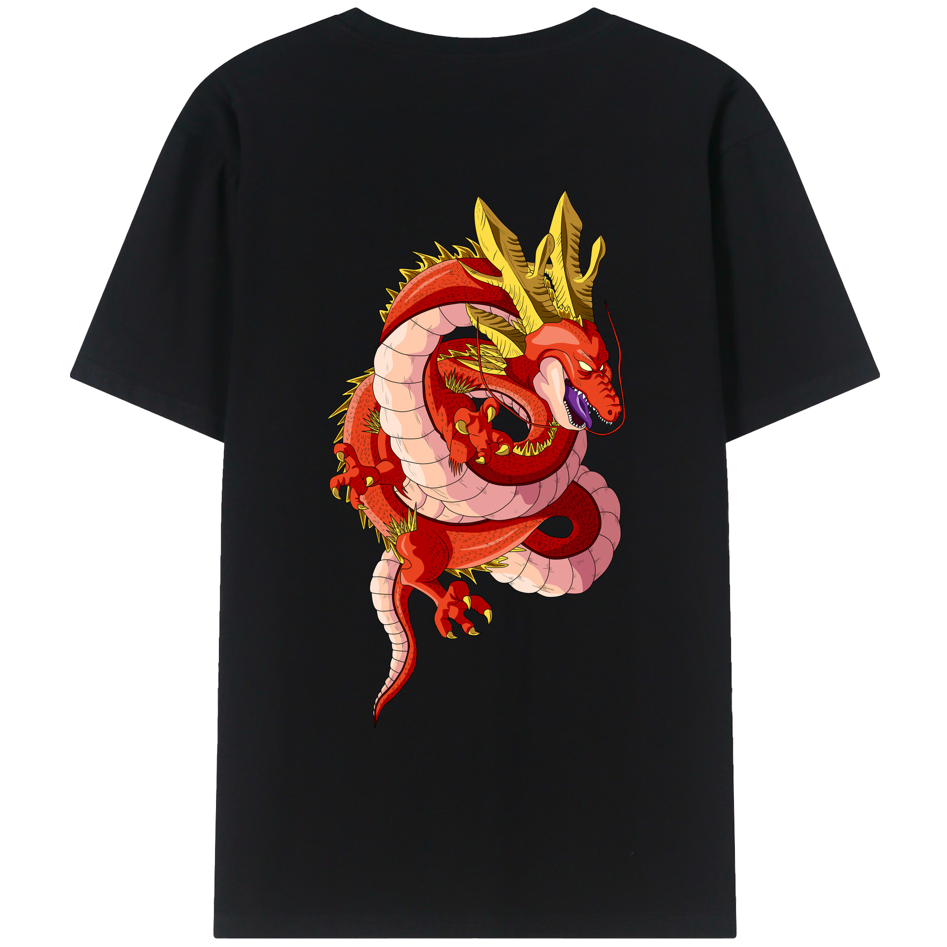 （画像用） ドラゴンボール 神龍 シェンロン DRAGON BALL Shenron 綿100％ メンズ半袖Tシャツ（バックプリント） 通気性