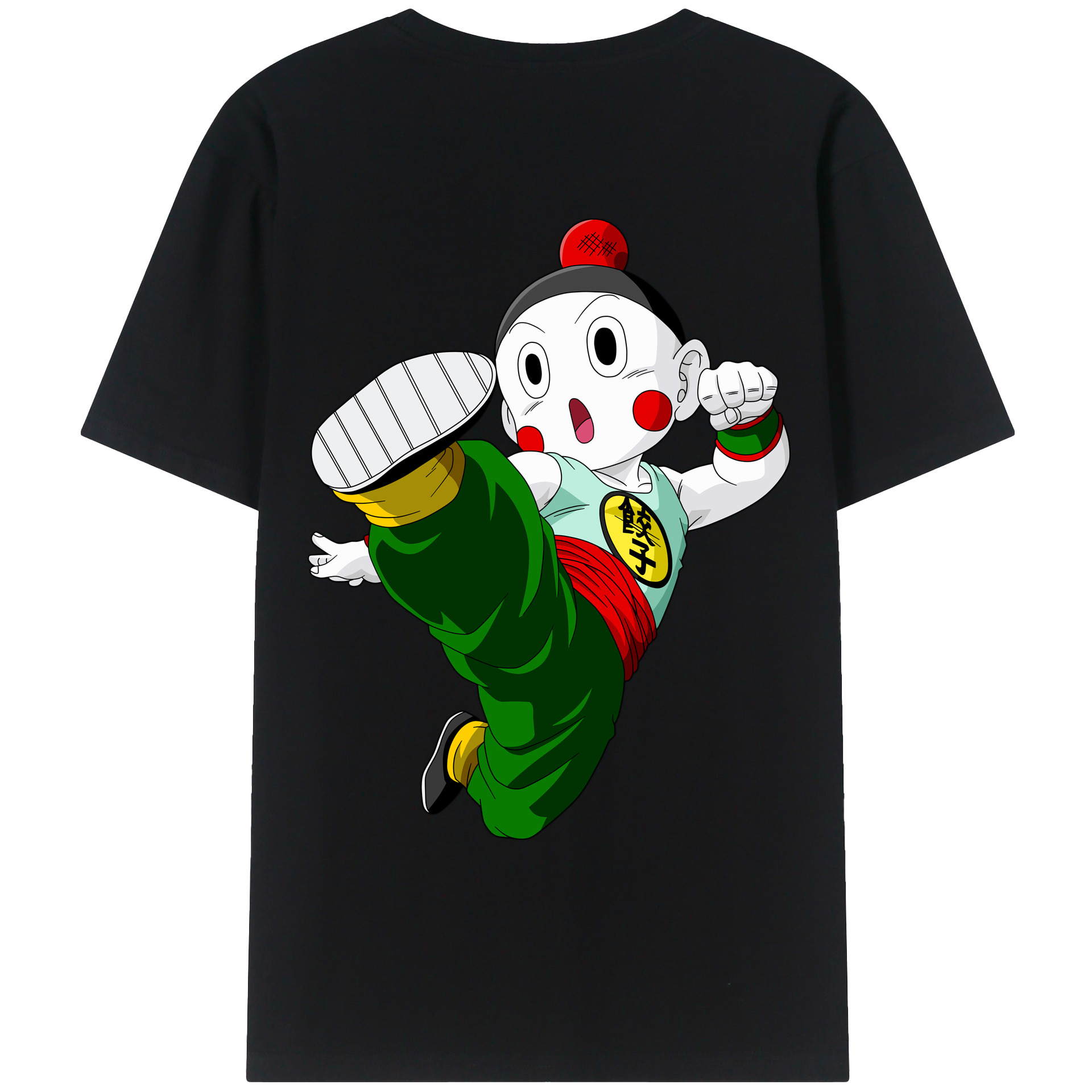 （画像用） ドラゴンボール 餃子（チャオズ）DRAGON BALL Chaoz 綿100％ メンズ半袖Tシャツ（バックプリント） 通気性