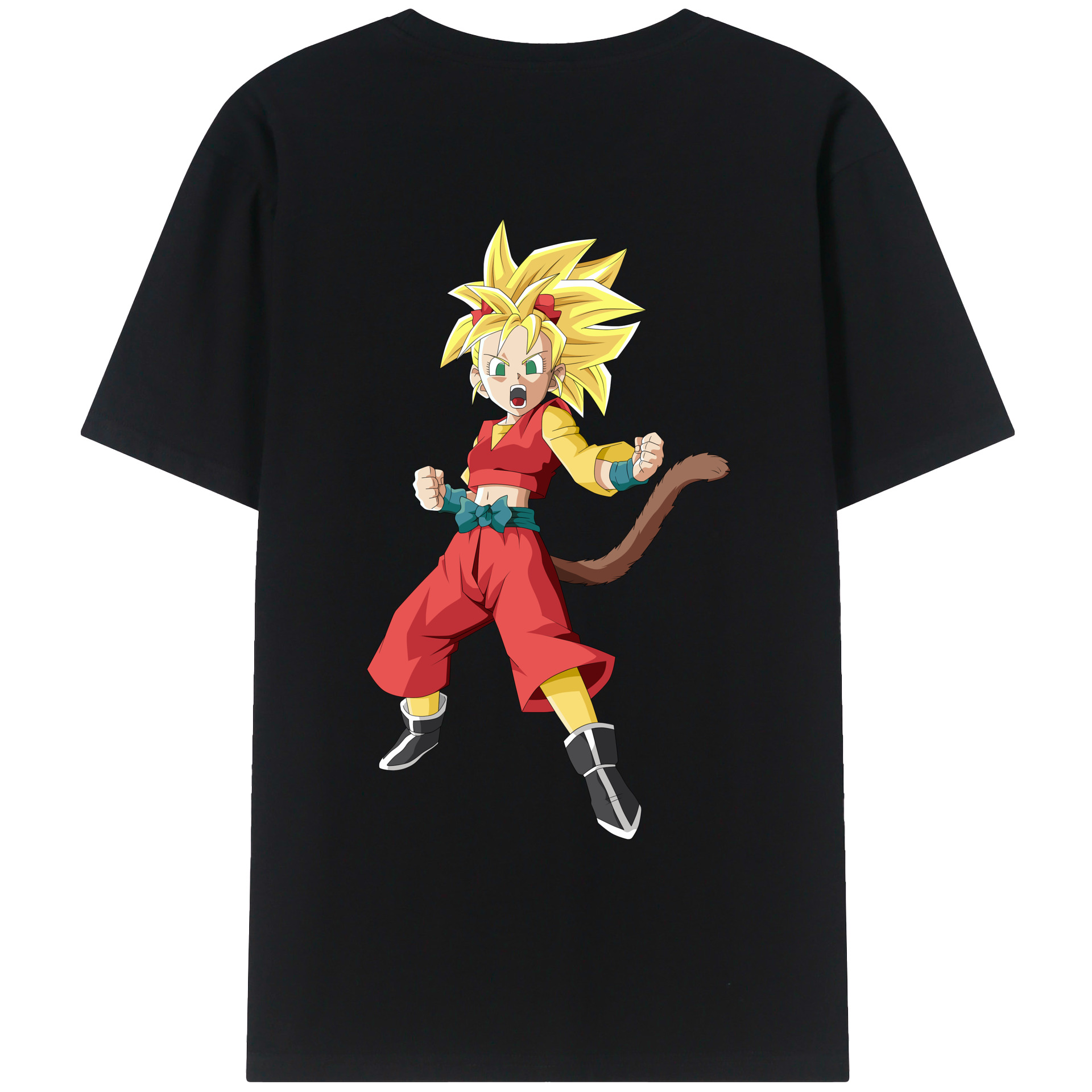 （画像用） ドラゴンボール カリフラ DRAGON BALL Caulifla 綿100％ メンズ半袖Tシャツ（バックプリント） 通気性