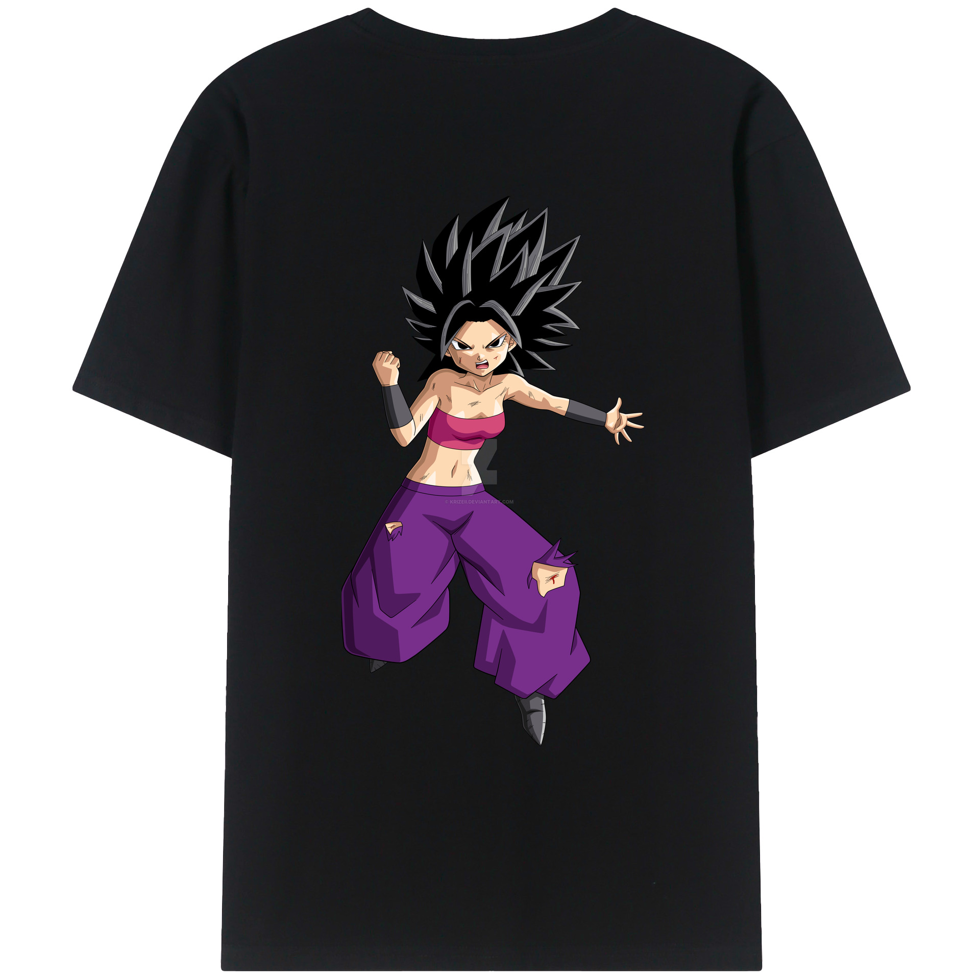 （画像用） ドラゴンボール カリフラ DRAGON BALL Caulifla 綿100％ メンズ半袖Tシャツ（バックプリント） 通気性