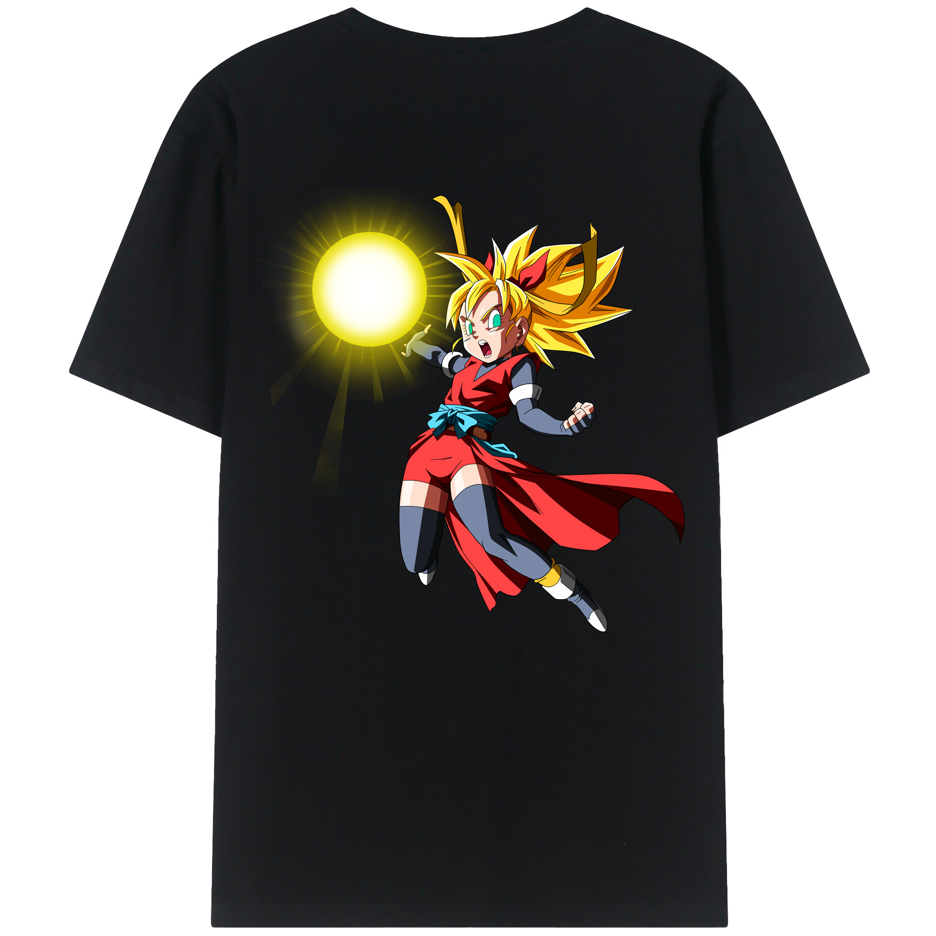 （画像用） ドラゴンボール カリフラ DRAGON BALL Caulifla 綿100％ メンズ半袖Tシャツ（バックプリント） 通気性