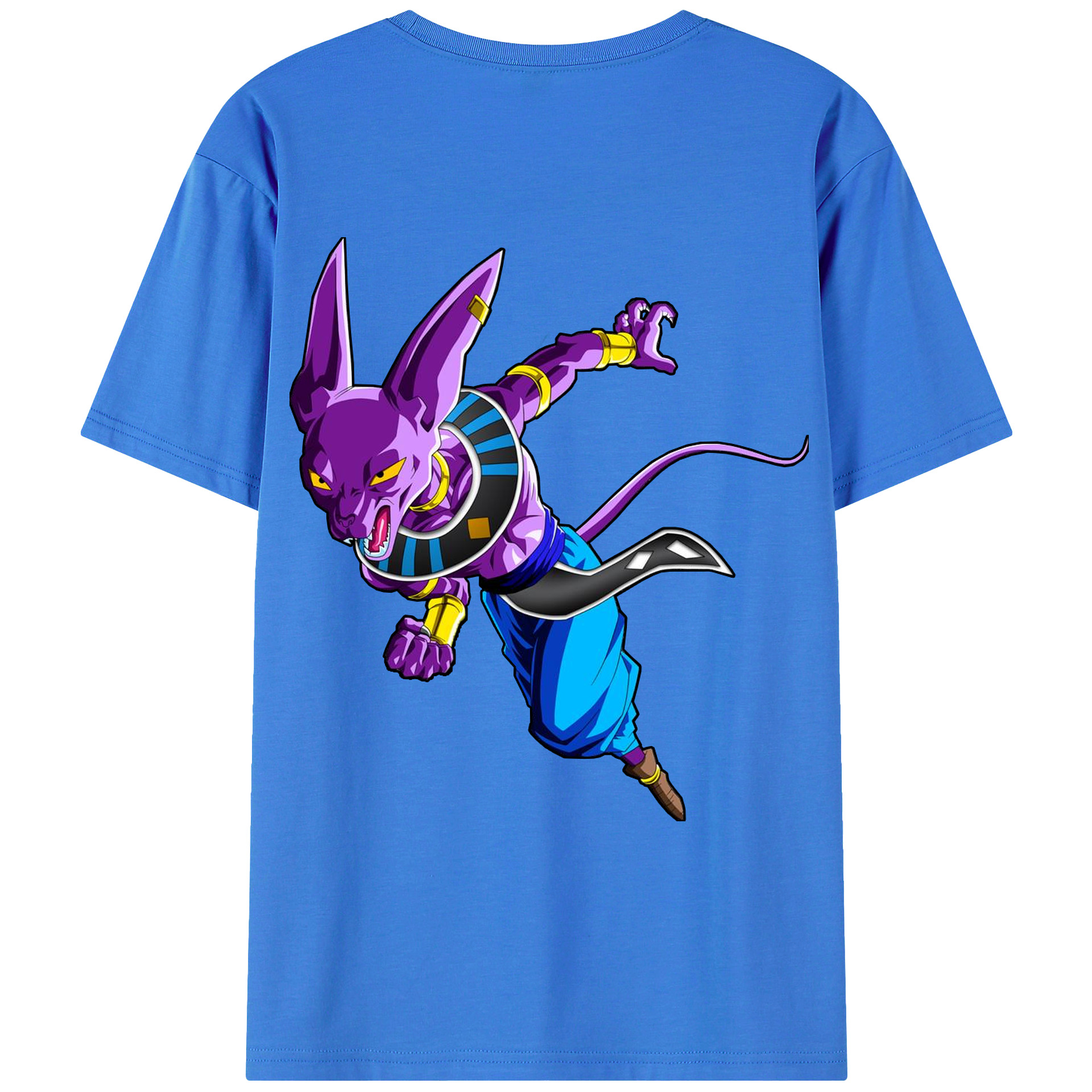 （画像用） ドラゴンボール ビルス 破壊神ビルス DRAGON BALL Beerus Birusu 綿100％ メンズ半袖Tシャツ（バックプリント） 通気性