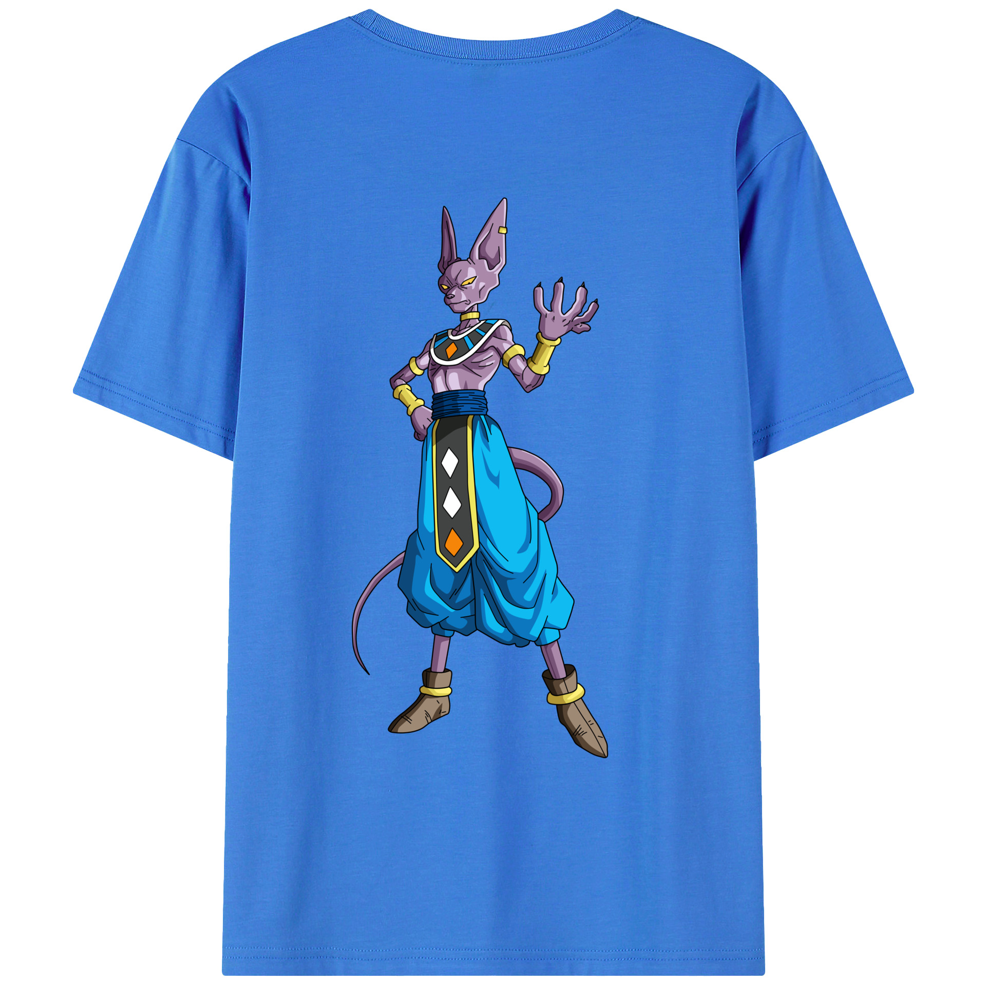 （画像用） ドラゴンボール ビルス 破壊神ビルス DRAGON BALL Beerus Birusu 綿100％ メンズ半袖Tシャツ（バックプリント） 通気性