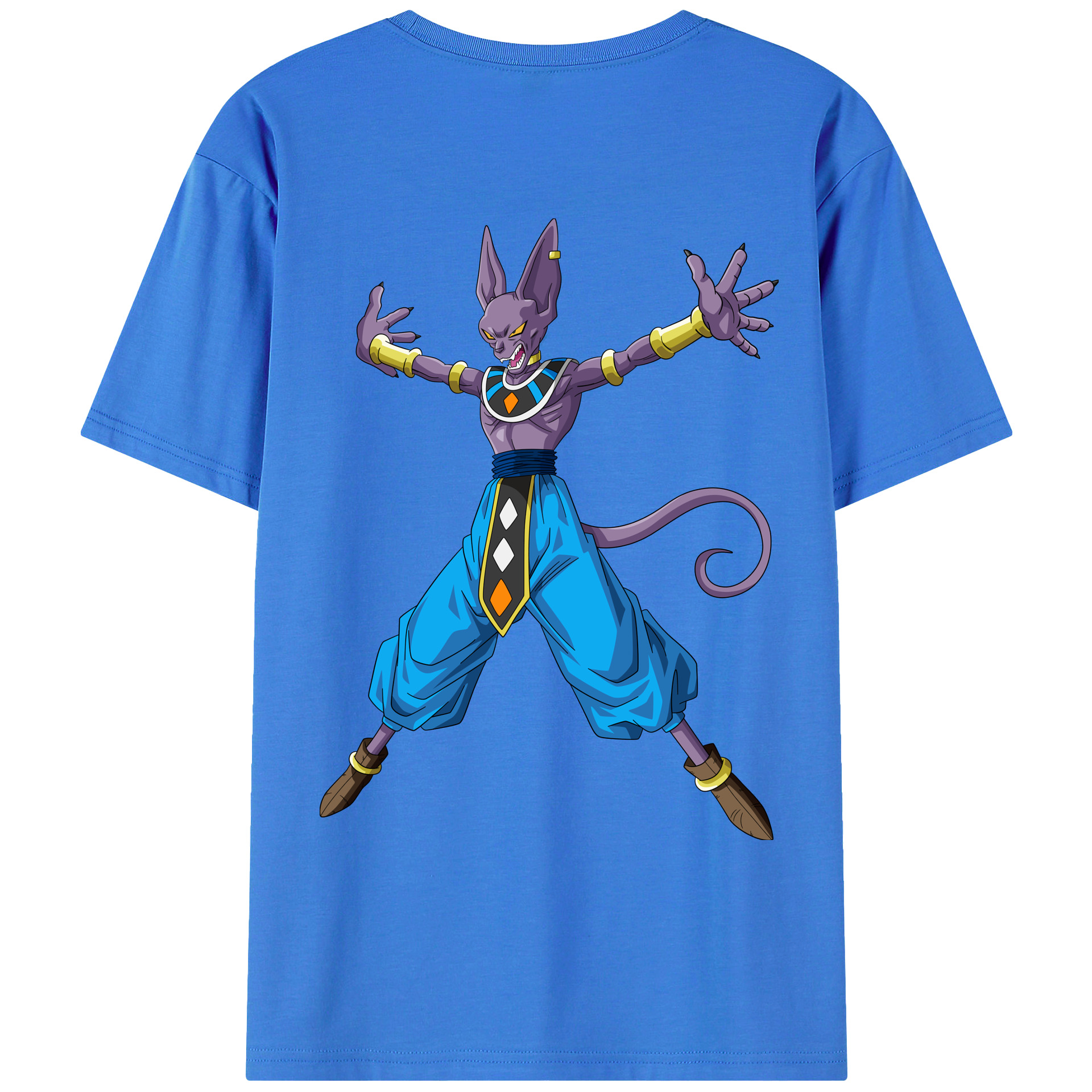 （画像用） ドラゴンボール ビルス 破壊神ビルス DRAGON BALL Beerus Birusu 綿100％ メンズ半袖Tシャツ（バックプリント） 通気性