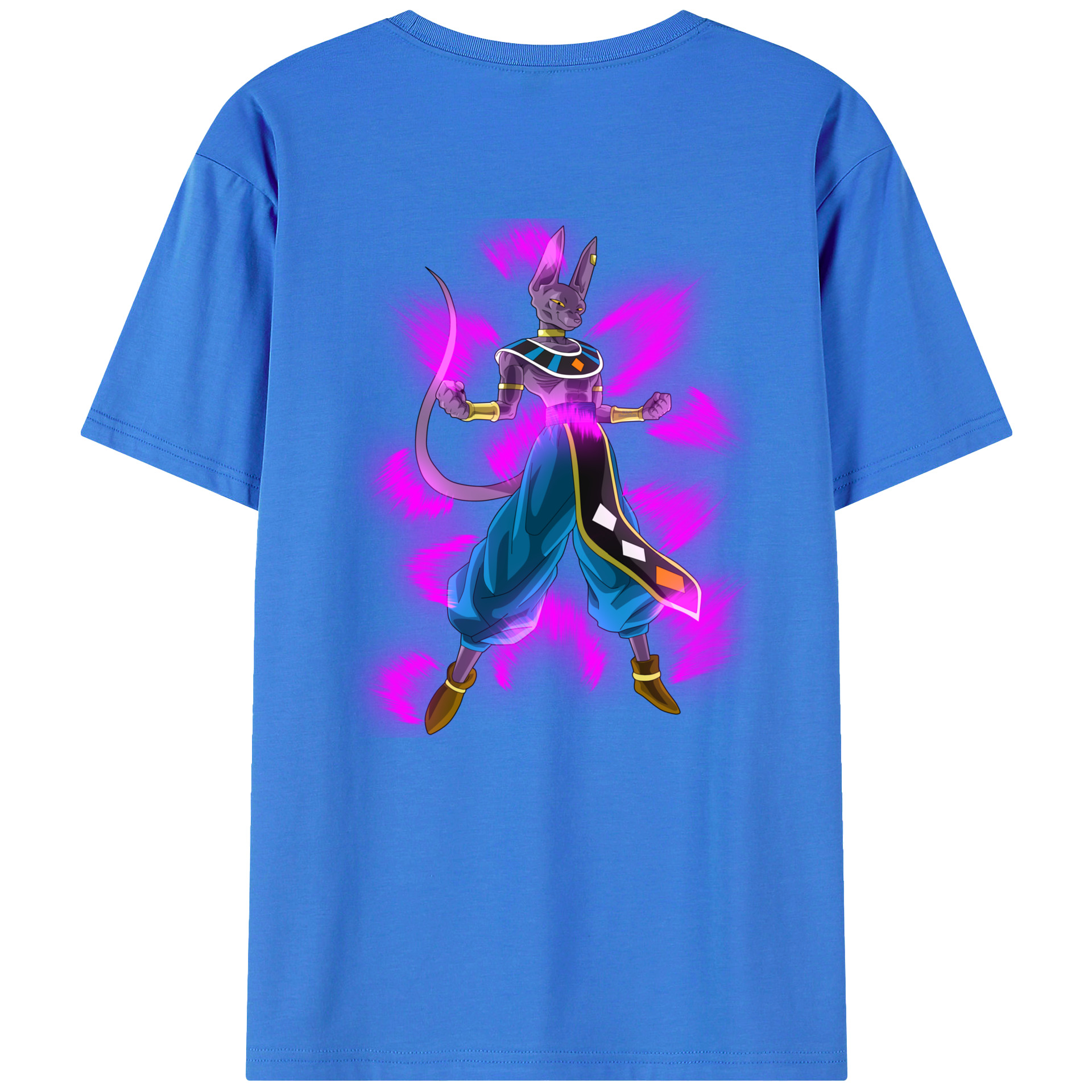 （画像用） ドラゴンボール ビルス 破壊神ビルス DRAGON BALL Beerus Birusu 綿100％ メンズ半袖Tシャツ（バックプリント） 通気性