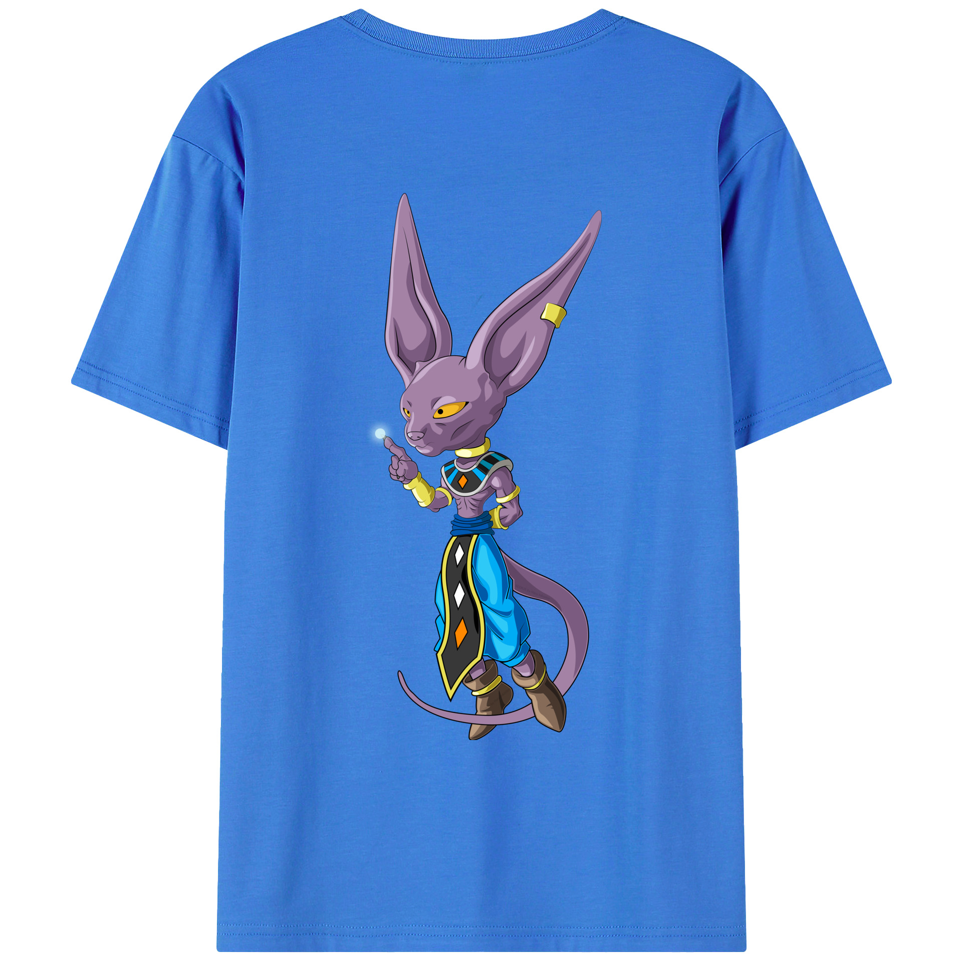 （画像用） ドラゴンボール ビルス 破壊神ビルス DRAGON BALL Beerus Birusu 綿100％ メンズ半袖Tシャツ（バックプリント） 通気性