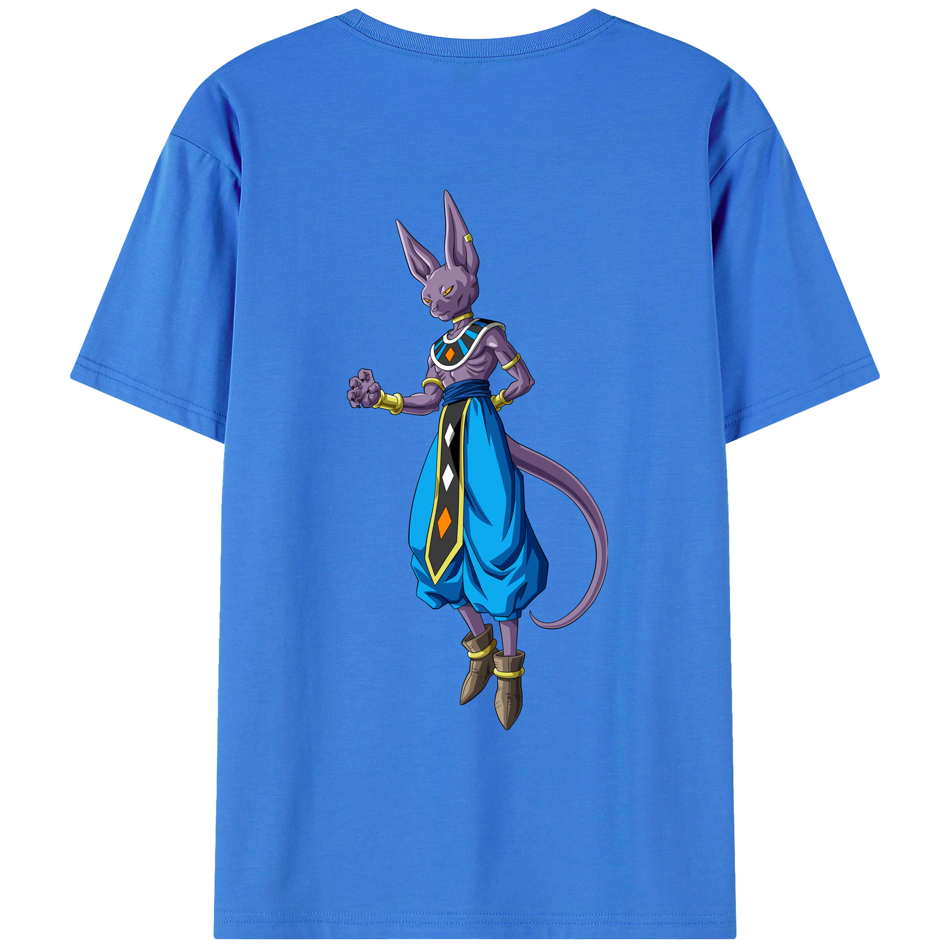 （画像用） ドラゴンボール ビルス 破壊神ビルス DRAGON BALL Beerus Birusu 綿100％ メンズ半袖Tシャツ（バックプリント） 通気性