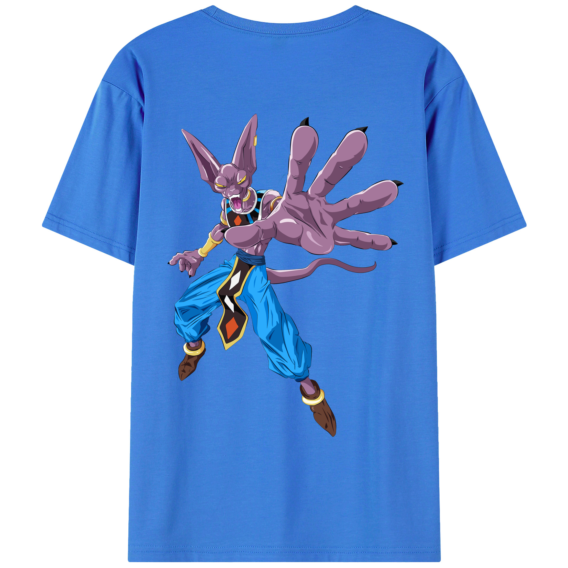 （画像用） ドラゴンボール ビルス 破壊神ビルス DRAGON BALL Beerus Birusu 綿100％ メンズ半袖Tシャツ（バックプリント） 通気性