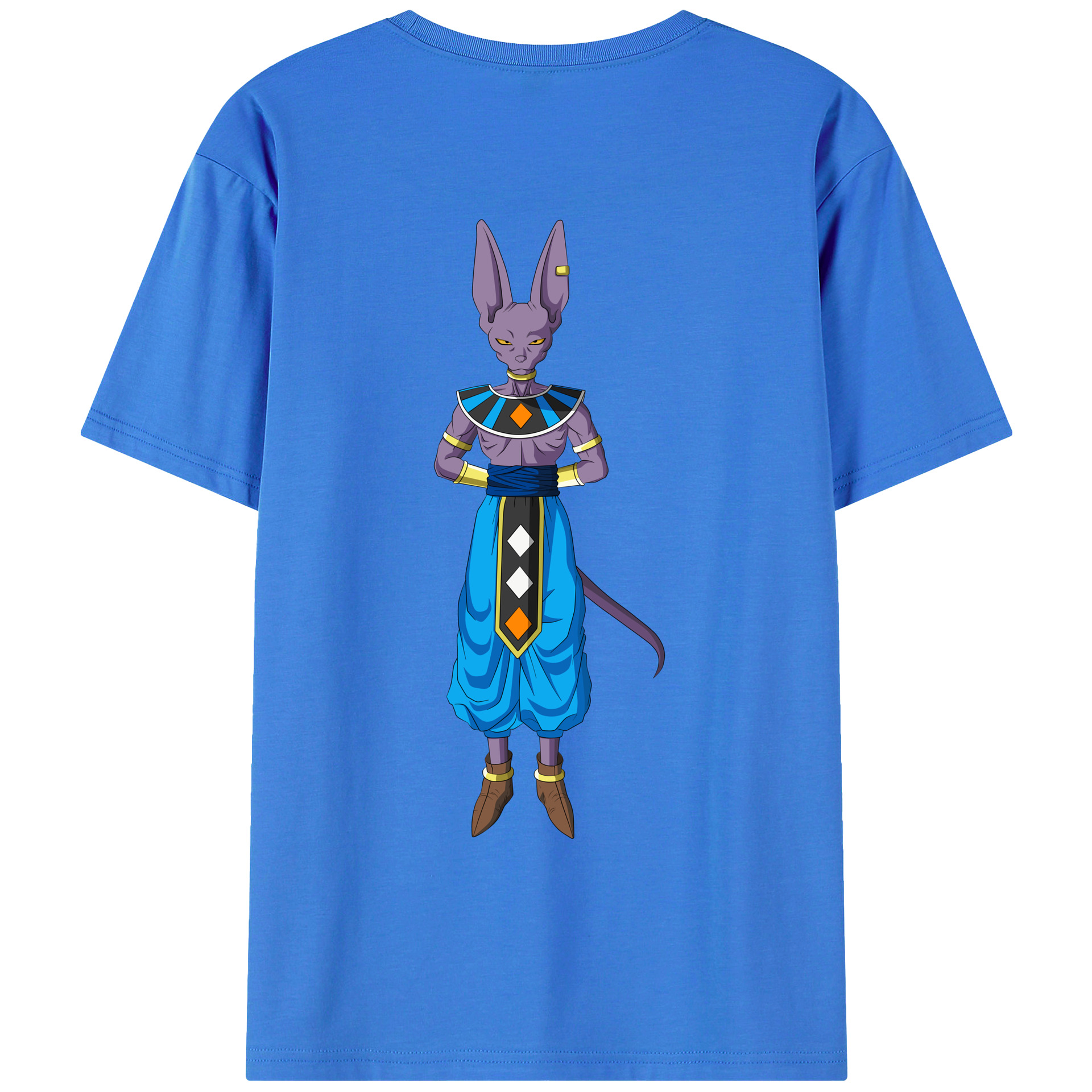 （画像用） ドラゴンボール ビルス 破壊神ビルス DRAGON BALL Beerus Birusu 綿100％ メンズ半袖Tシャツ（バックプリント） 通気性