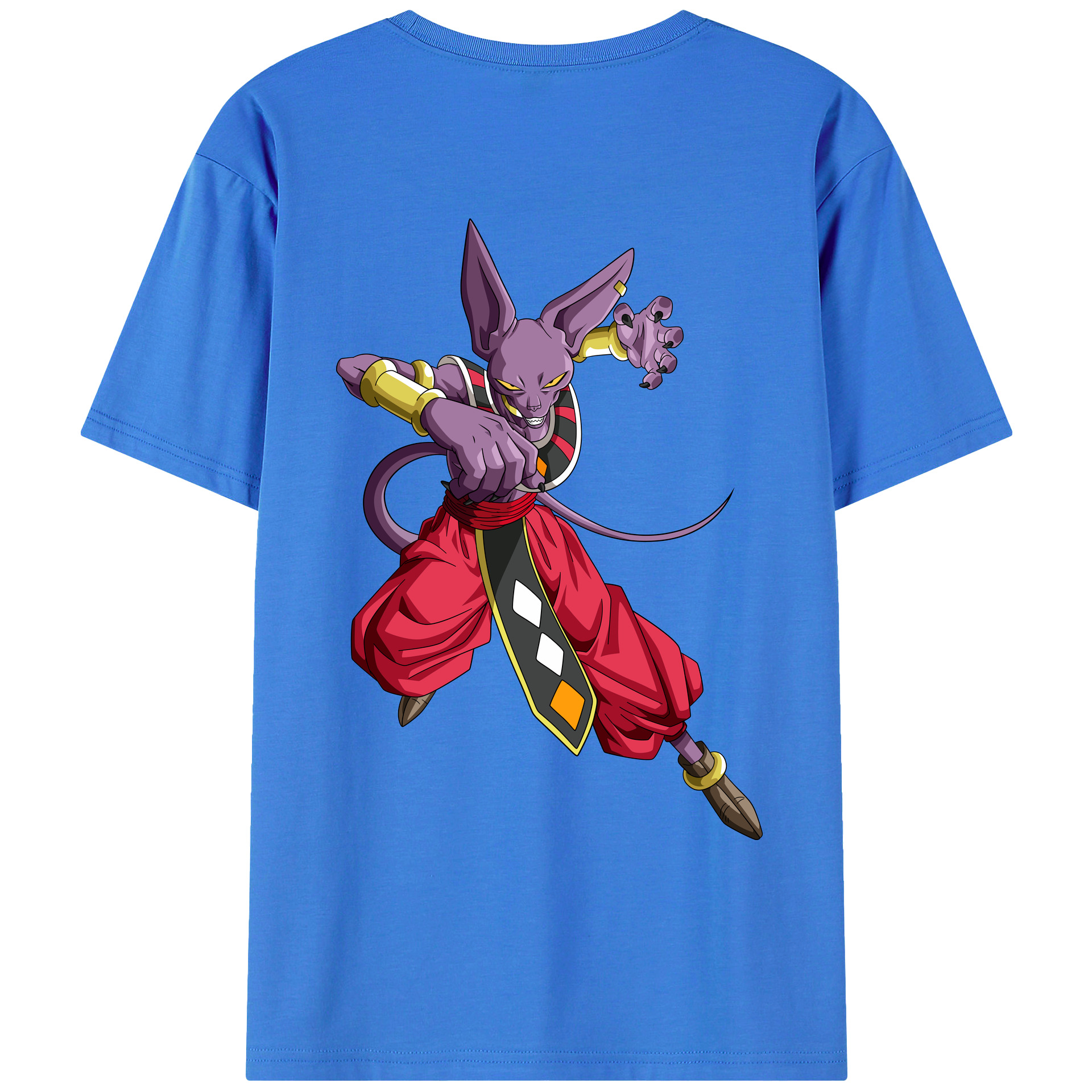 （画像用） ドラゴンボール ビルス 破壊神ビルス DRAGON BALL Beerus Birusu 綿100％ メンズ半袖Tシャツ（バックプリント） 通気性